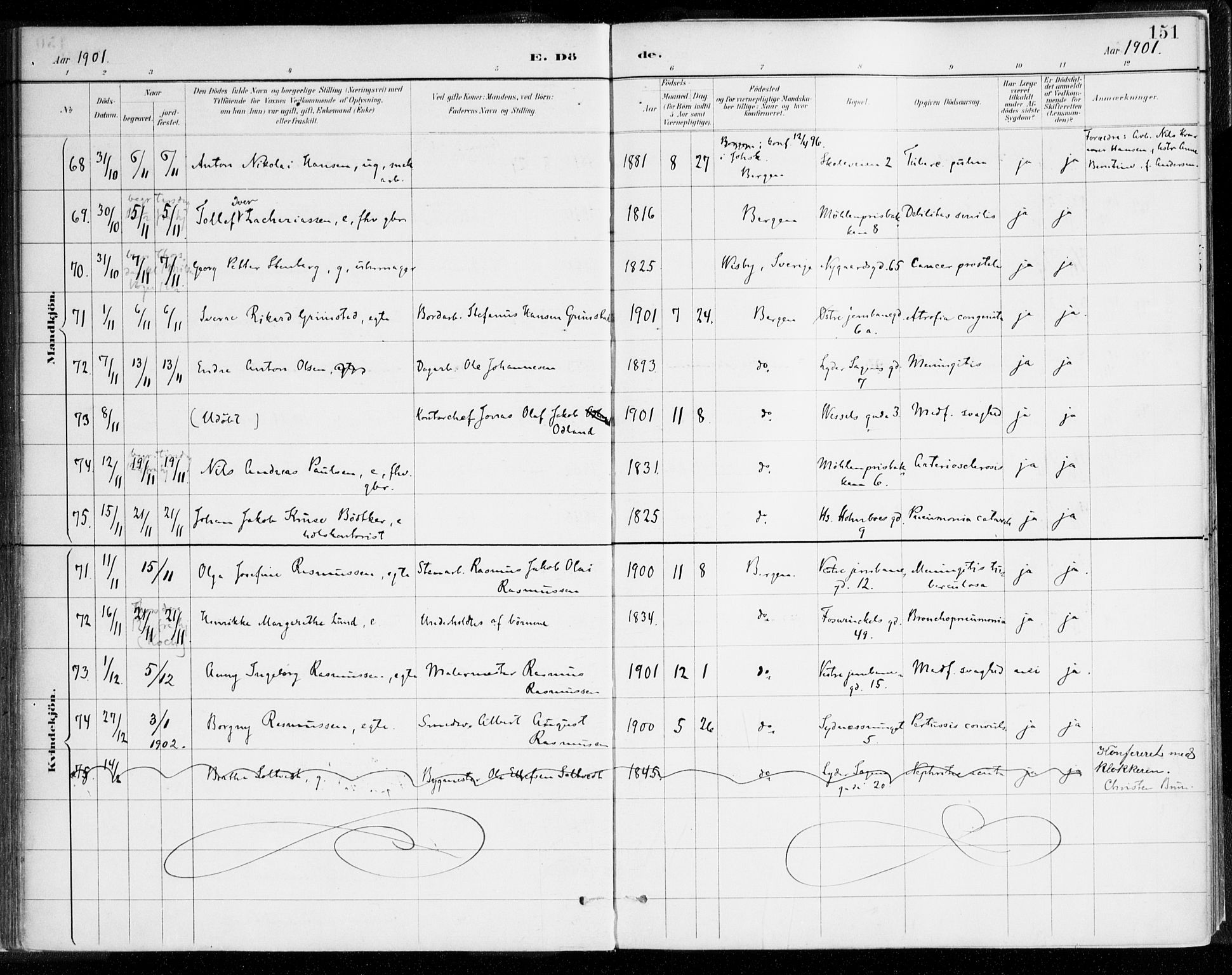 Johanneskirken sokneprestembete, AV/SAB-A-76001/H/Haa/L0019: Parish register (official) no. E 1, 1885-1915, p. 151