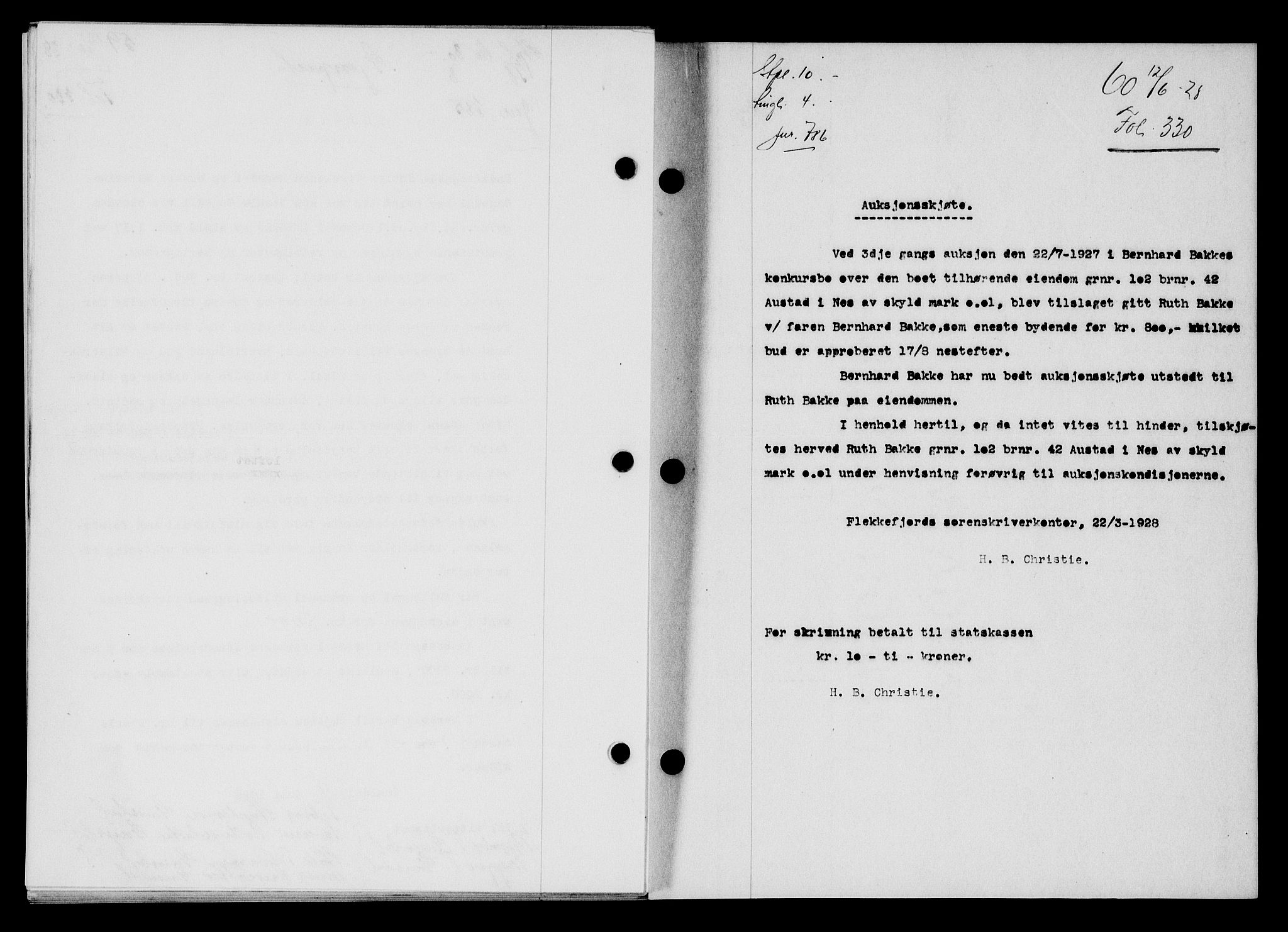 Flekkefjord sorenskriveri, SAK/1221-0001/G/Gb/Gba/L0044: Mortgage book no. 42, 1928-1929, Deed date: 12.06.1928