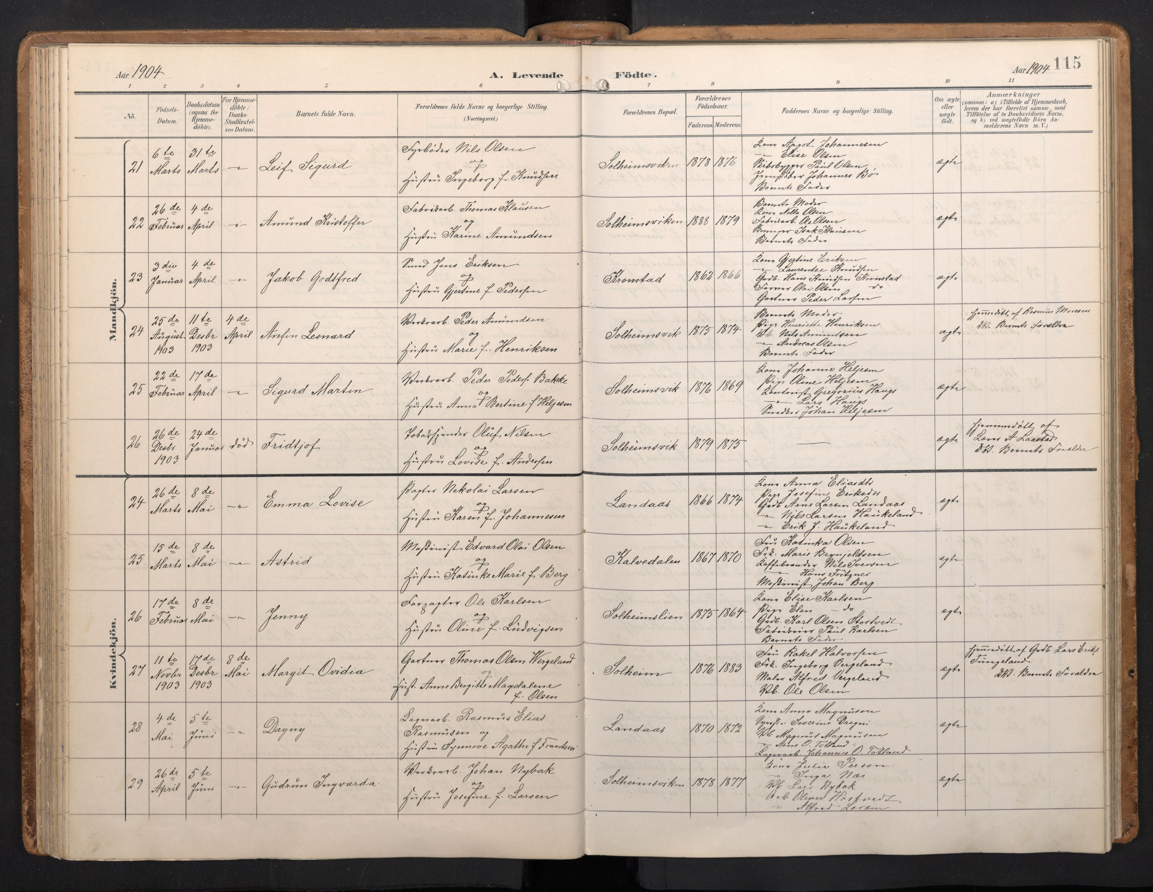 Årstad Sokneprestembete, SAB/A-79301/H/Hab/L0002: Parish register (copy) no. A 2, 1896-1912, p. 114b-115a