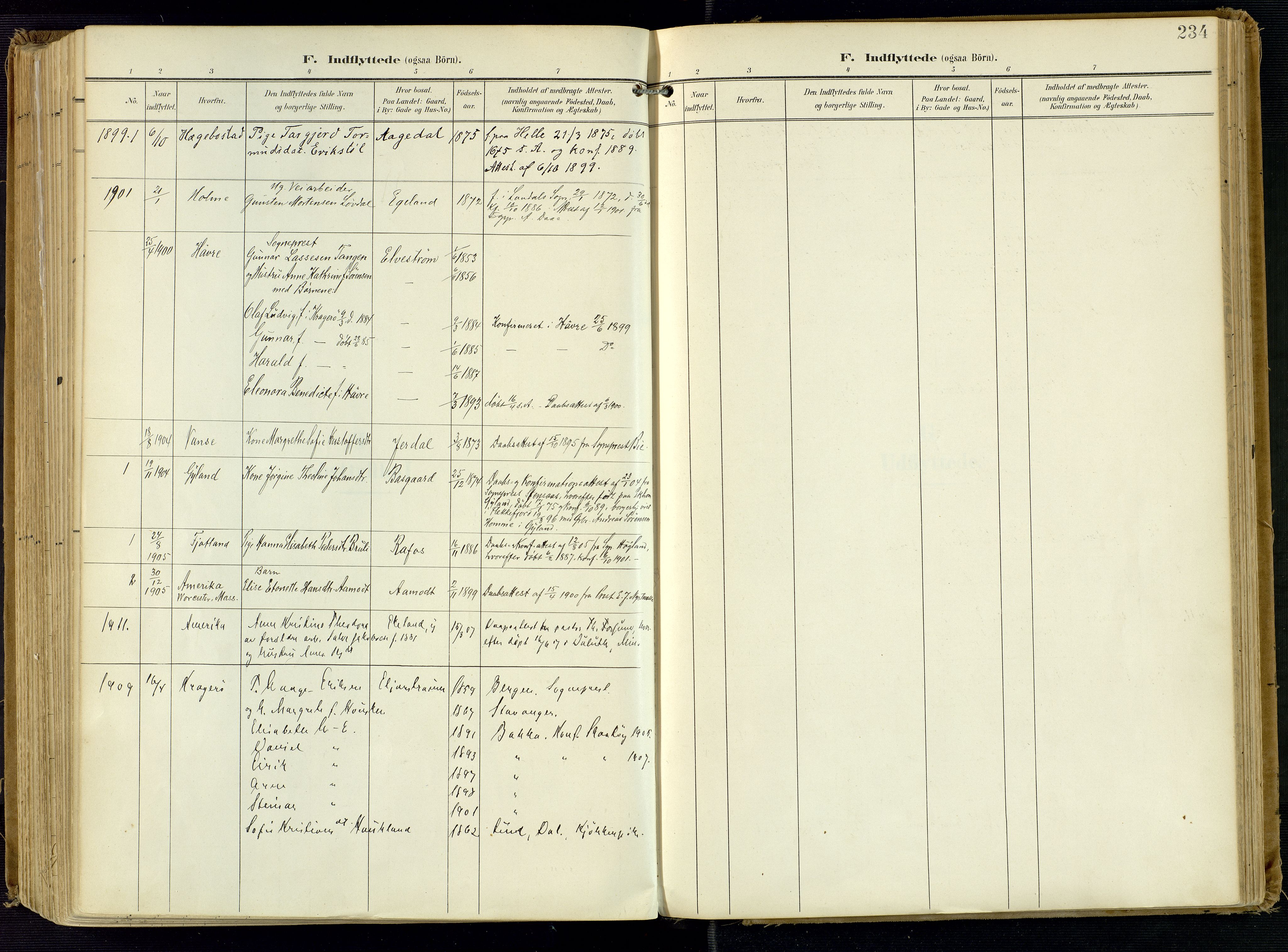 Kvinesdal sokneprestkontor, AV/SAK-1111-0026/F/Fa/Fab/L0009: Parish register (official) no. A 9, 1898-1915, p. 234