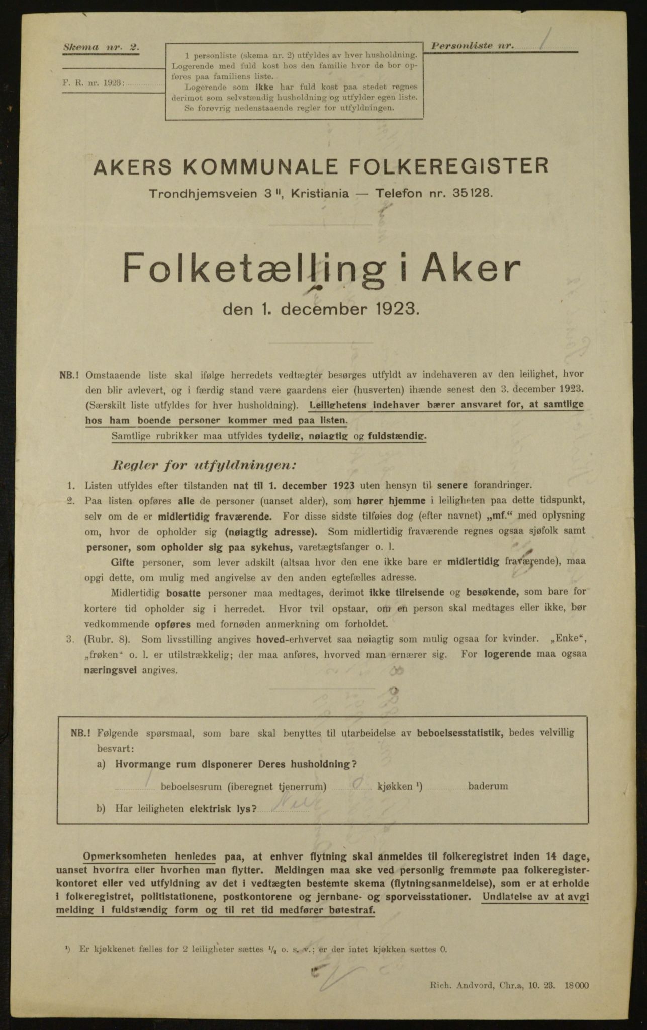 , Municipal Census 1923 for Aker, 1923, p. 28988