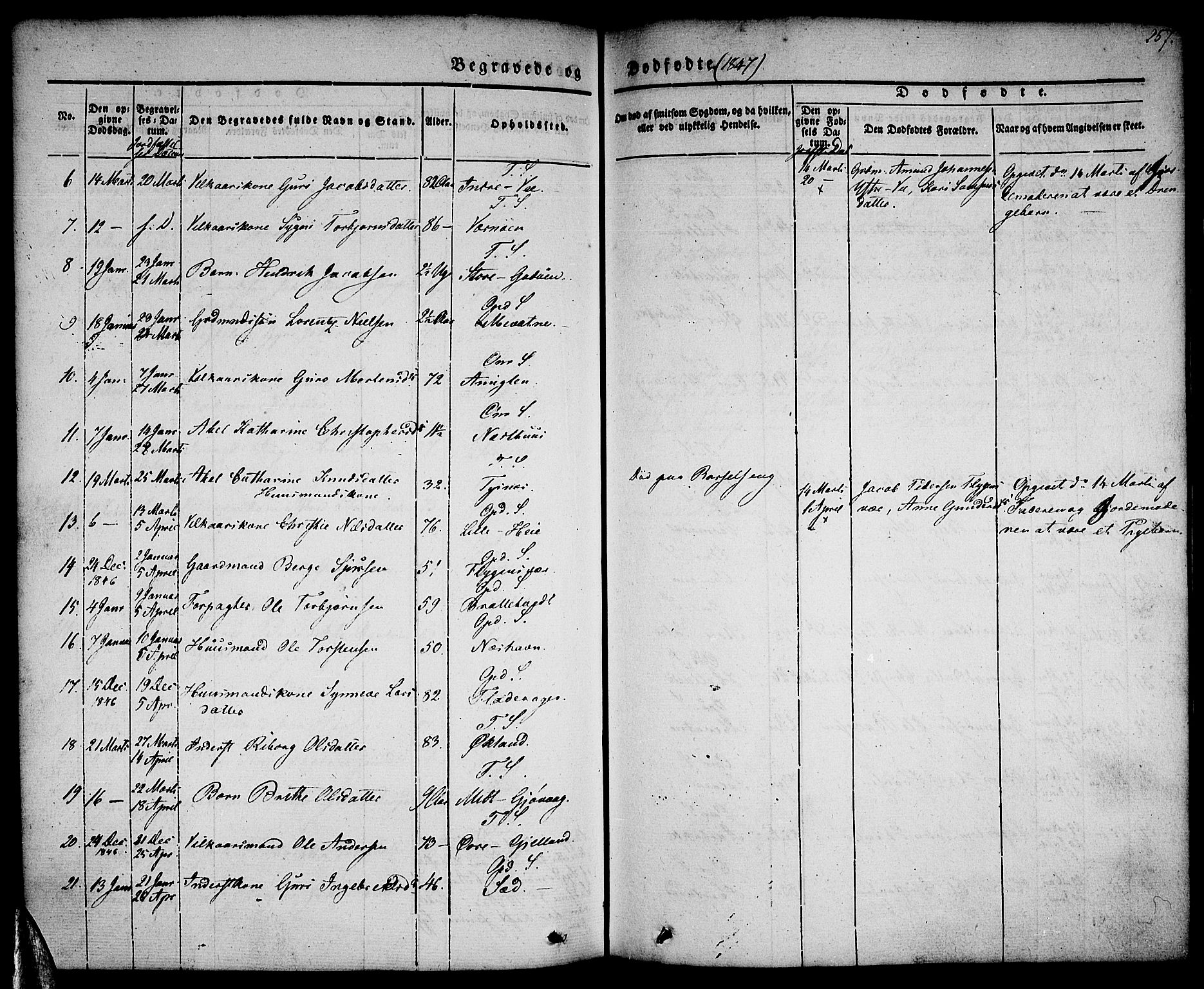 Tysnes sokneprestembete, AV/SAB-A-78601/H/Haa: Parish register (official) no. A 9, 1837-1848, p. 257