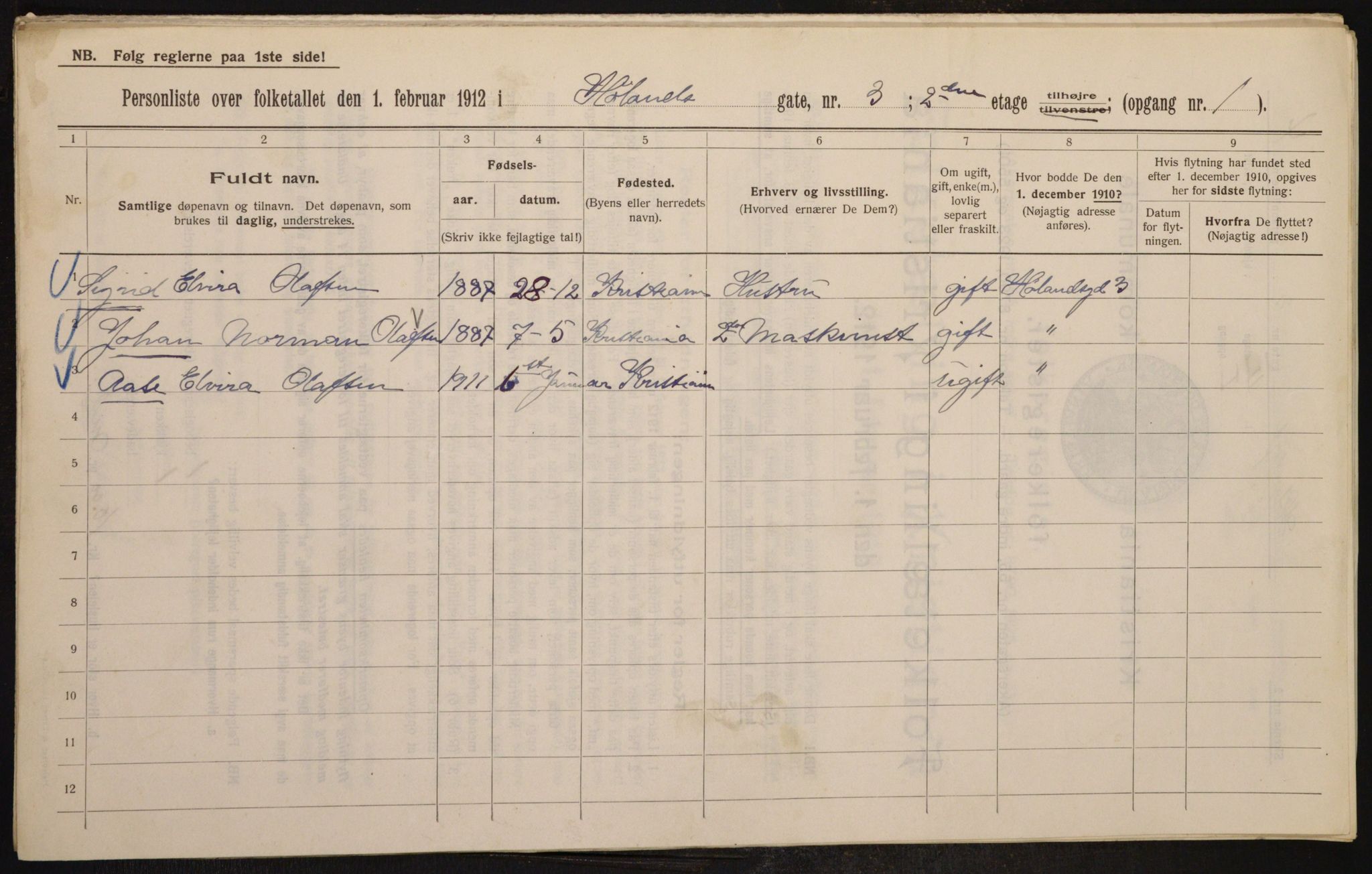 OBA, Municipal Census 1912 for Kristiania, 1912, p. 42706