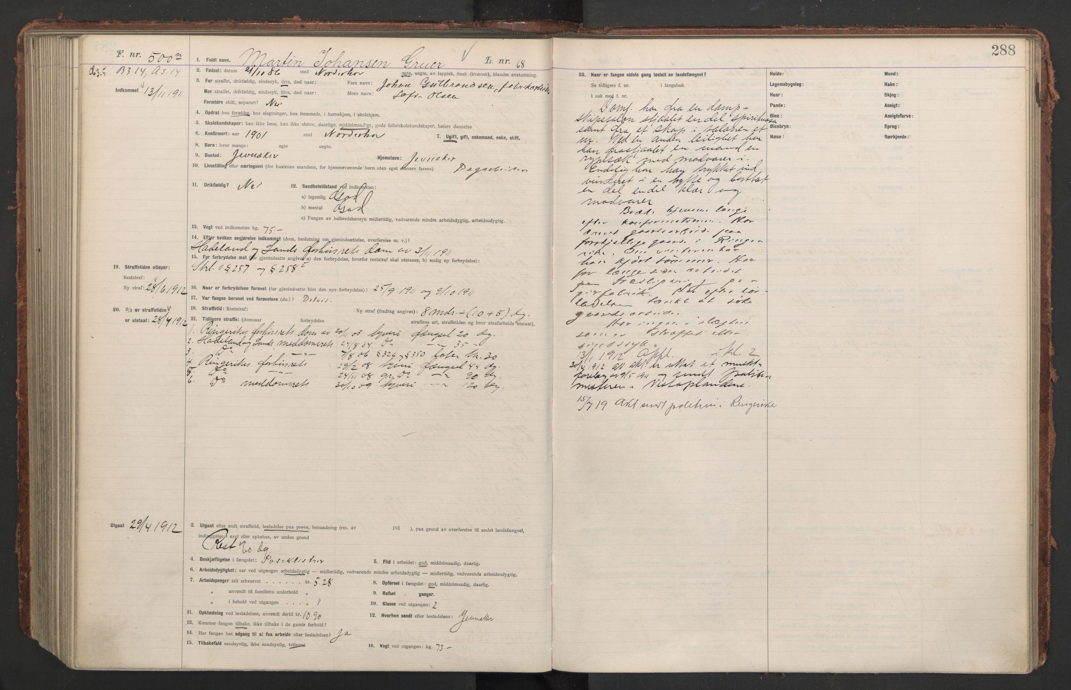 Botsfengslet, AV/RA-S-1539/D/Db/Dbb/L0044: 213n - 553n, 1910-1912, p. 288