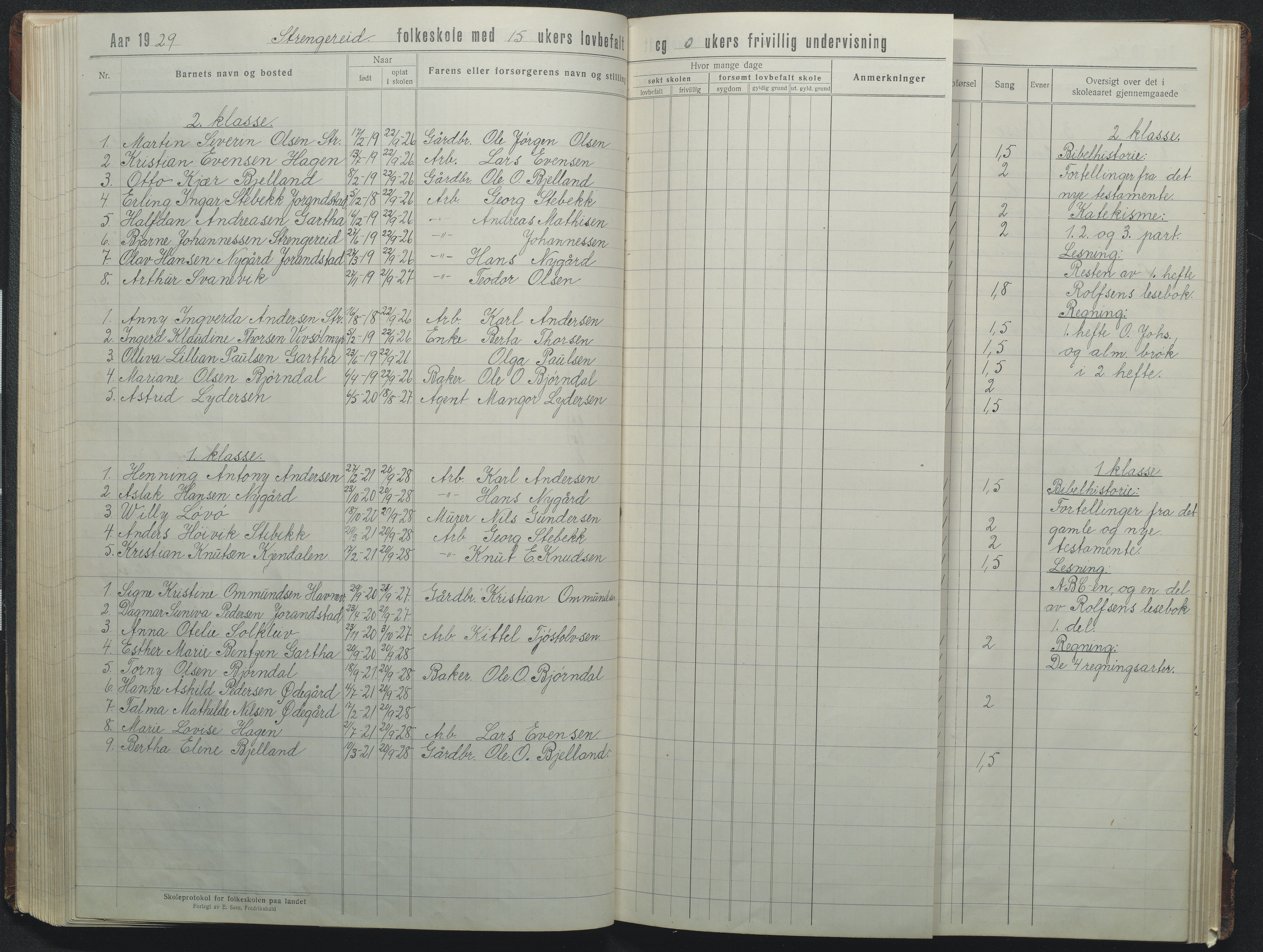 Flosta kommune, Strengereid Krets, AAKS/KA0916-550h/F01/L0004: Skoleprotokoll Strengereid skole, 1918-1944