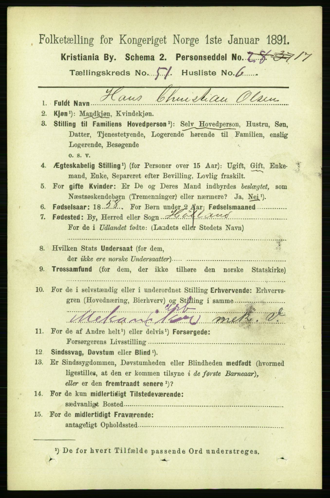 RA, 1891 census for 0301 Kristiania, 1891, p. 29303