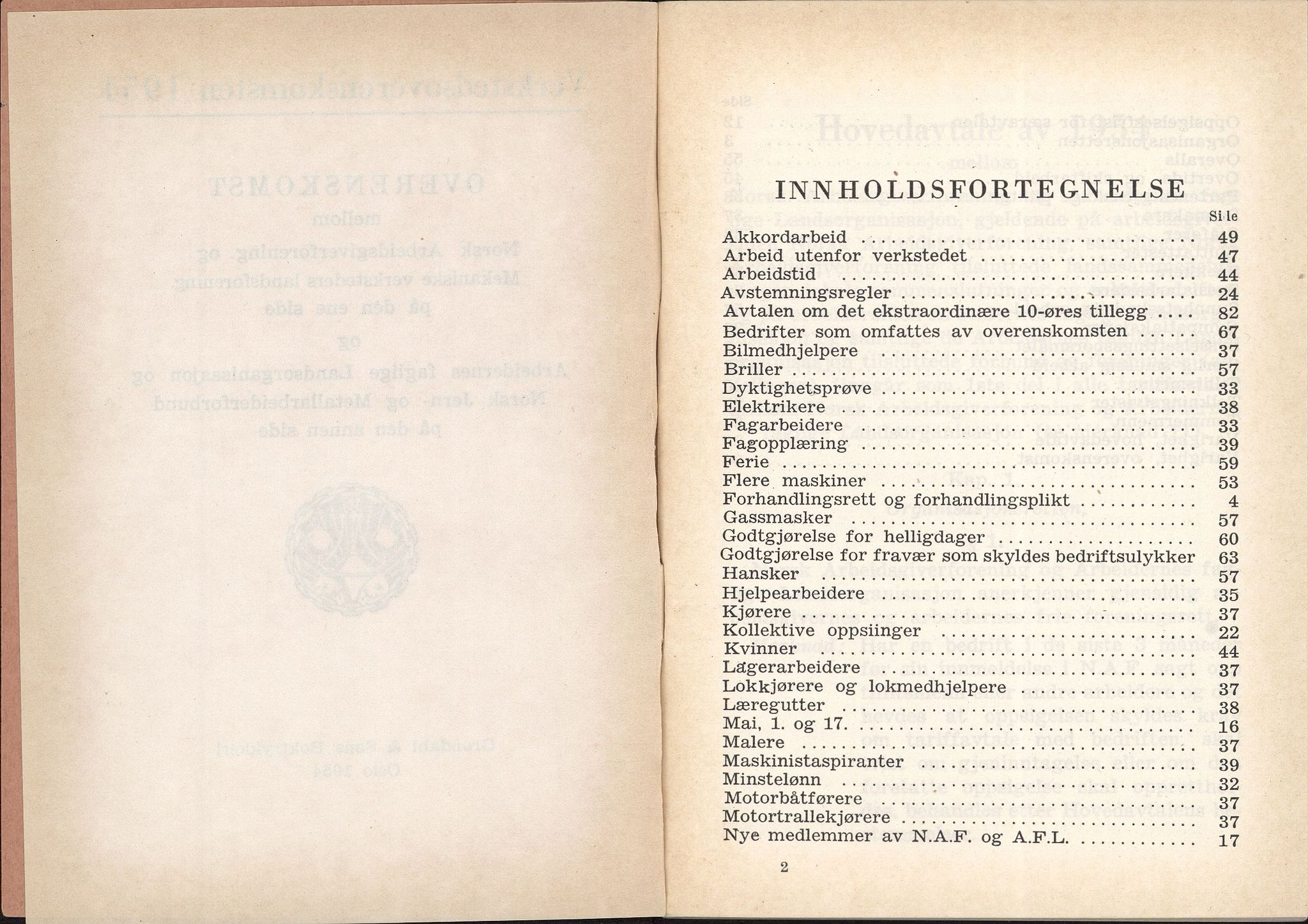 Norsk jern- og metallarbeiderforbund, AAB/ARK-1659/O/L0001/0026: Verkstedsoverenskomsten / Verkstedsoverenskomsten, 1954