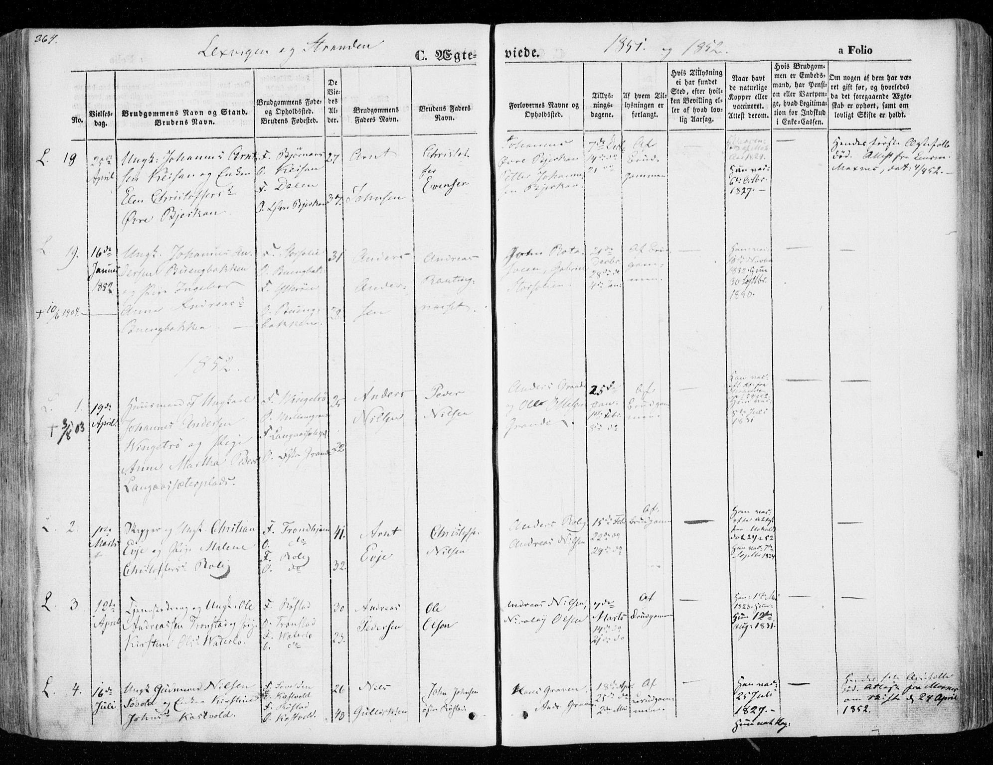 Ministerialprotokoller, klokkerbøker og fødselsregistre - Nord-Trøndelag, SAT/A-1458/701/L0007: Parish register (official) no. 701A07 /1, 1842-1854, p. 264