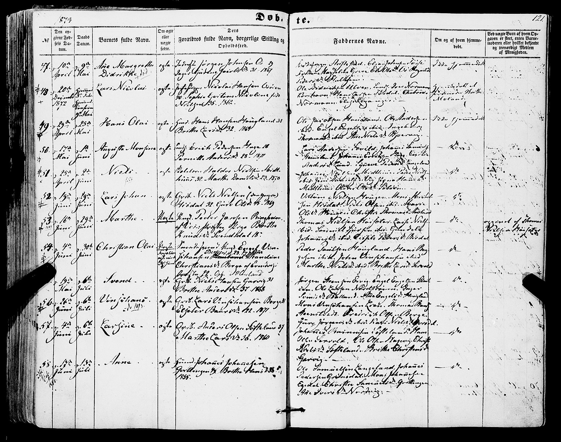 Os sokneprestembete, AV/SAB-A-99929: Parish register (official) no. A 17, 1860-1873, p. 121