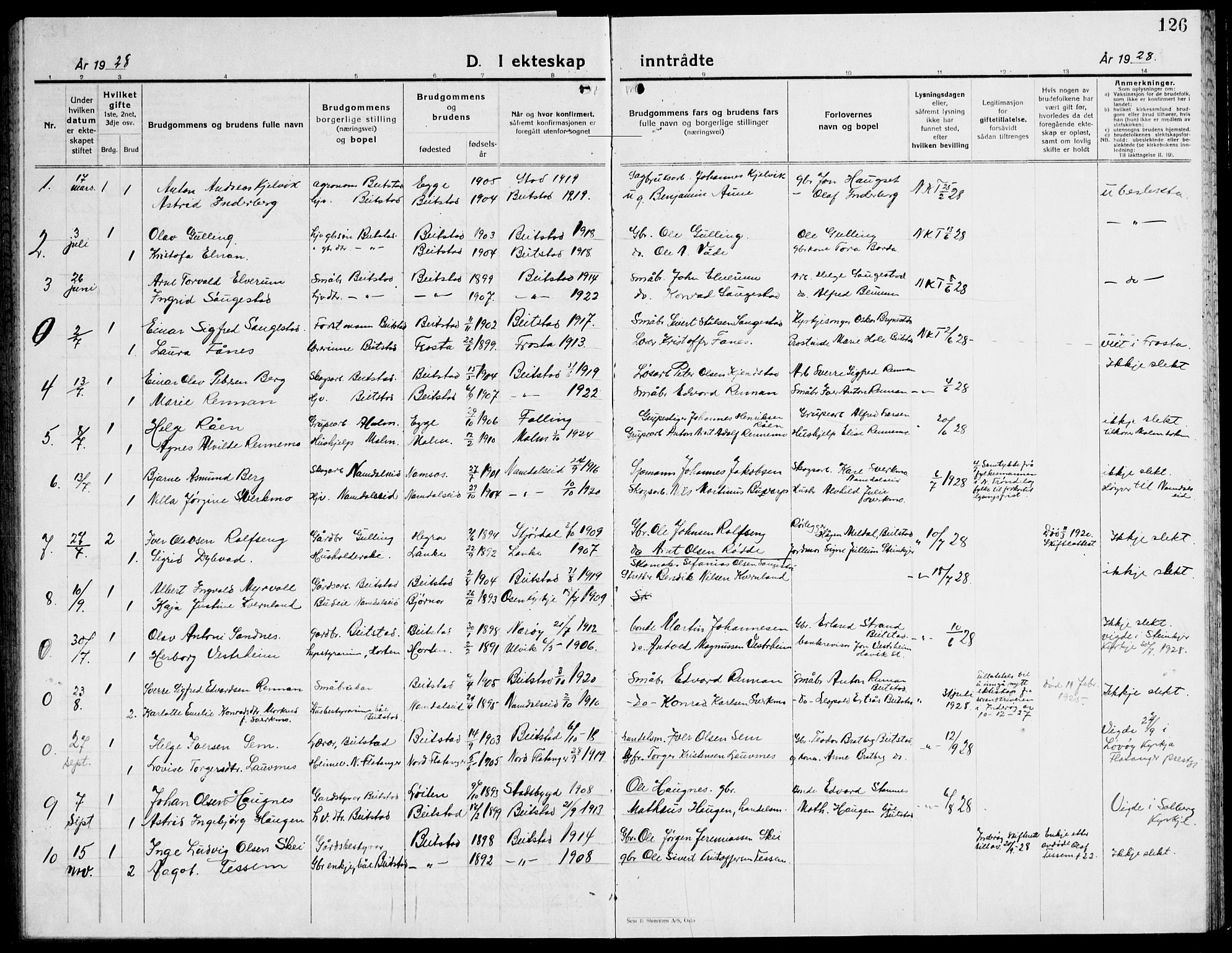 Ministerialprotokoller, klokkerbøker og fødselsregistre - Nord-Trøndelag, AV/SAT-A-1458/741/L0403: Parish register (copy) no. 741C04, 1925-1944, p. 126
