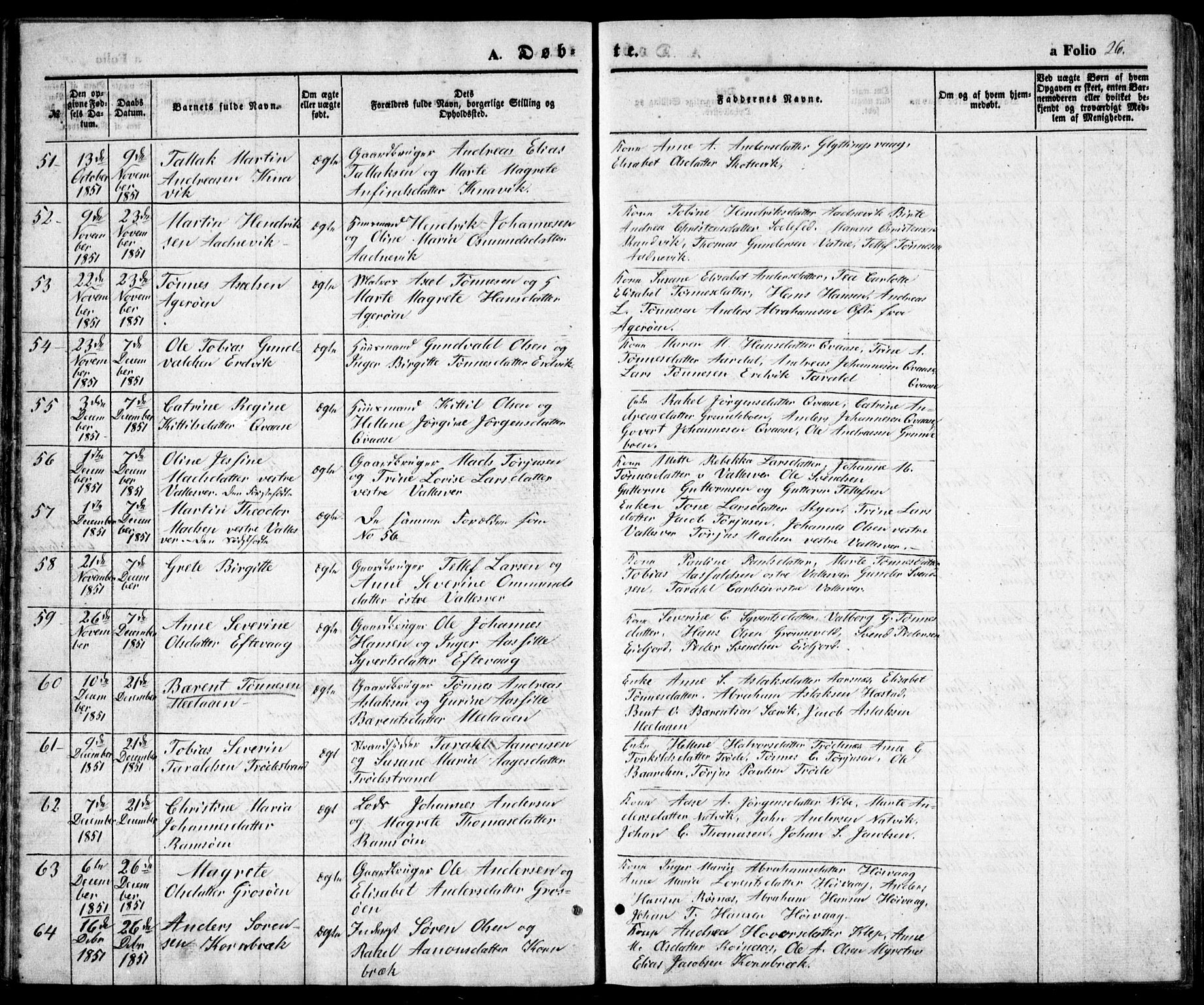 Høvåg sokneprestkontor, SAK/1111-0025/F/Fb/L0002: Parish register (copy) no. B 2, 1847-1869, p. 26