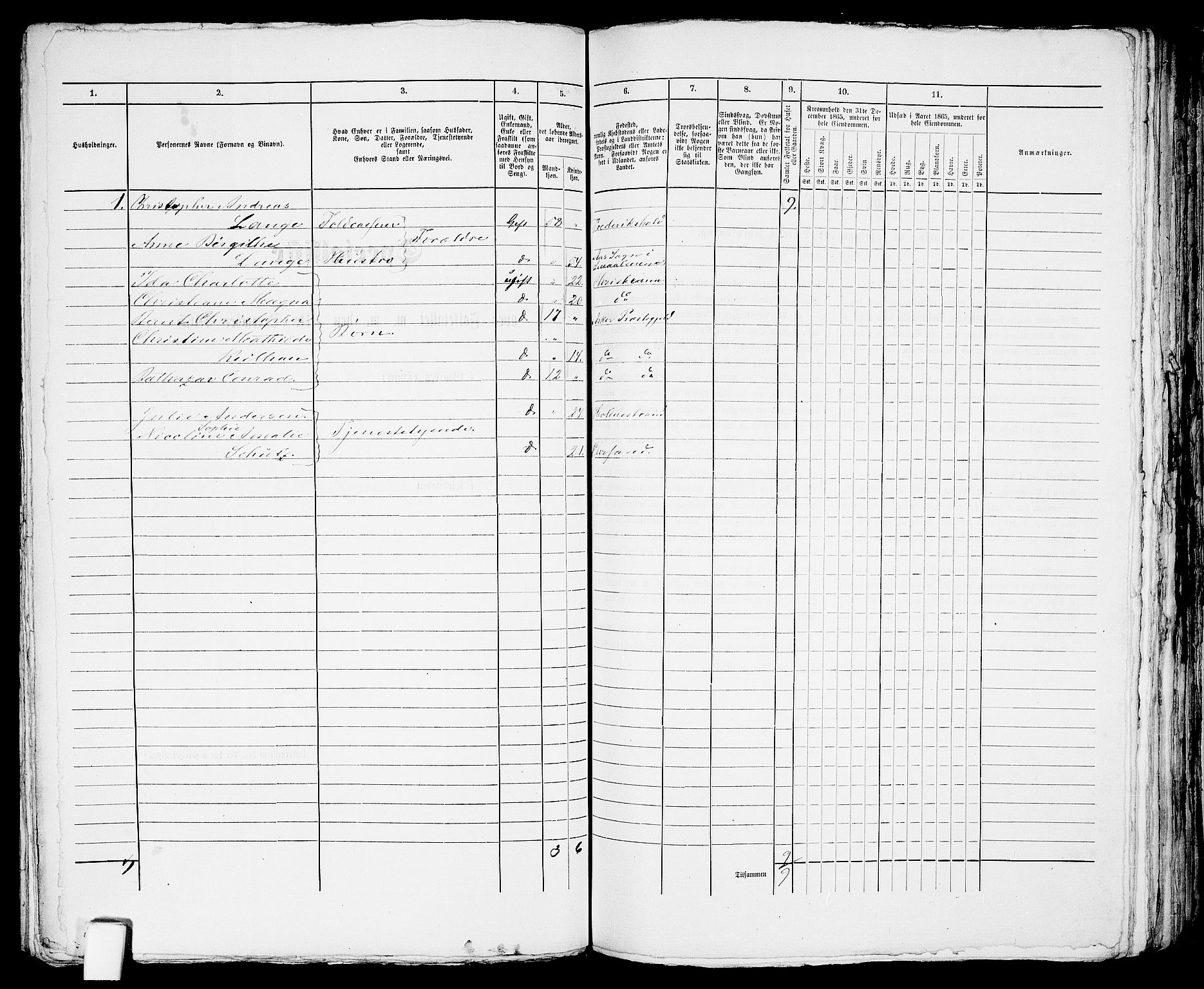 RA, 1865 census for Arendal, 1865, p. 526