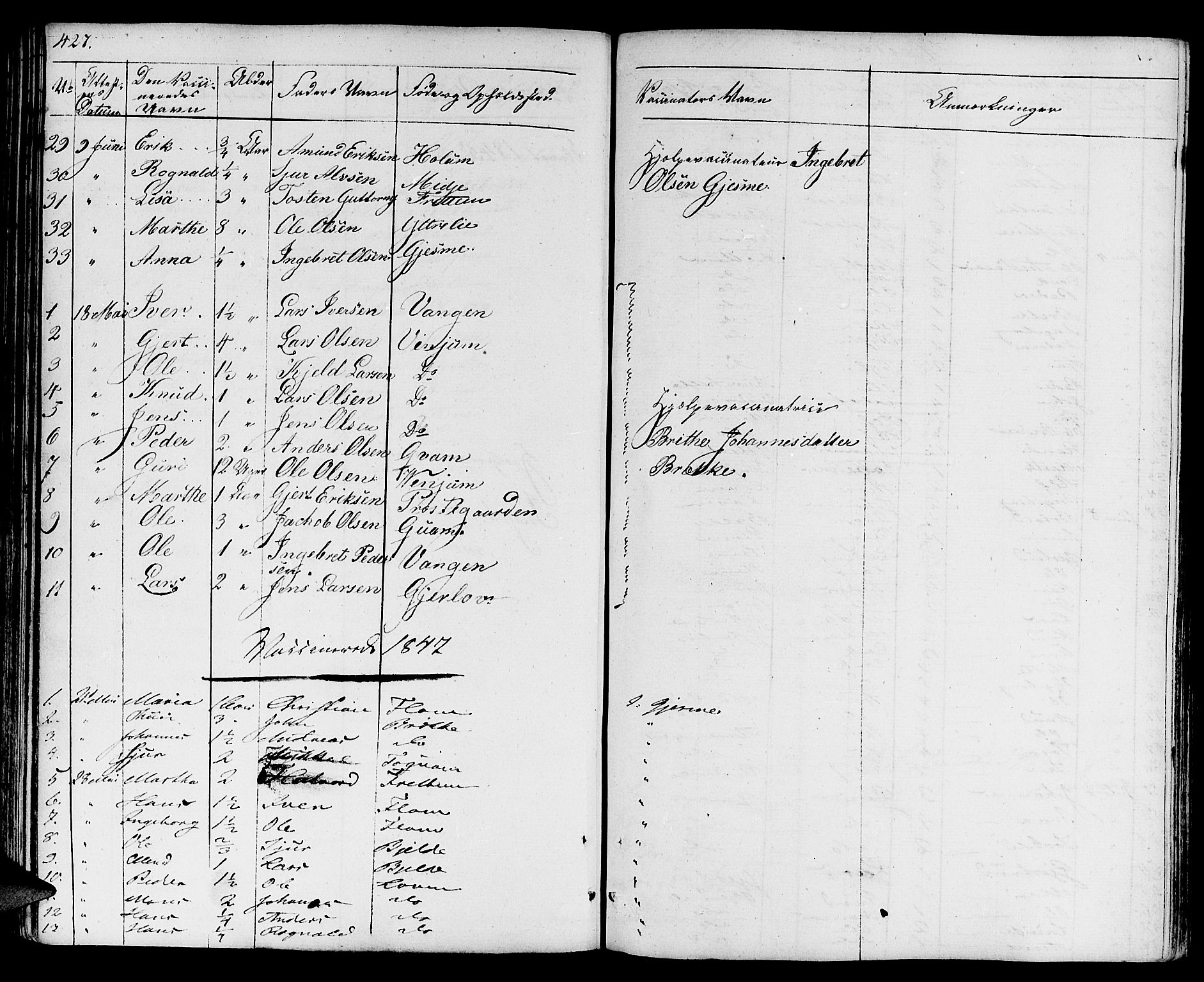 Aurland sokneprestembete, SAB/A-99937/H/Ha/Haa/L0006: Parish register (official) no. A 6, 1821-1859, p. 427