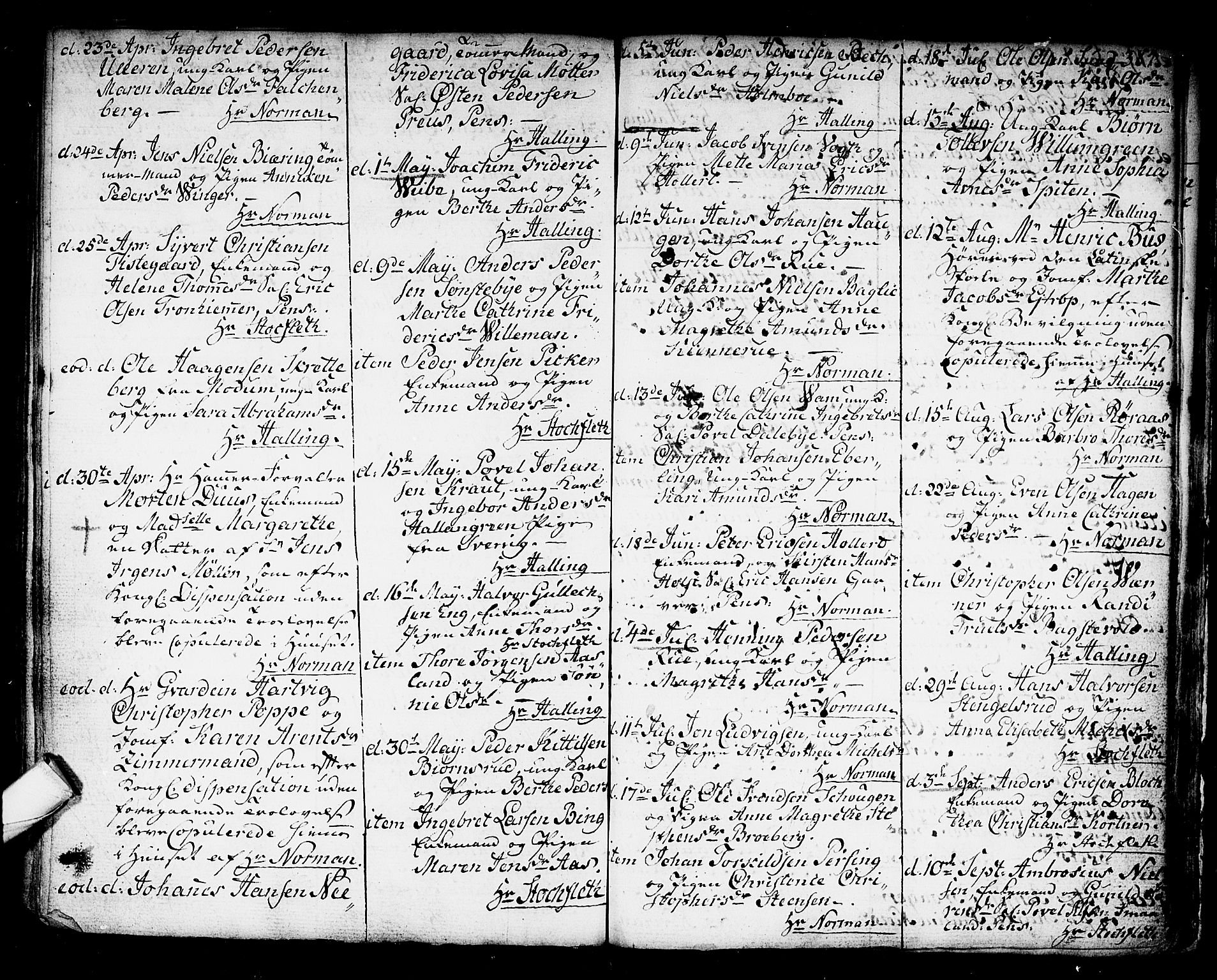 Kongsberg kirkebøker, SAKO/A-22/F/Fa/L0006: Parish register (official) no. I 6, 1783-1797, p. 384