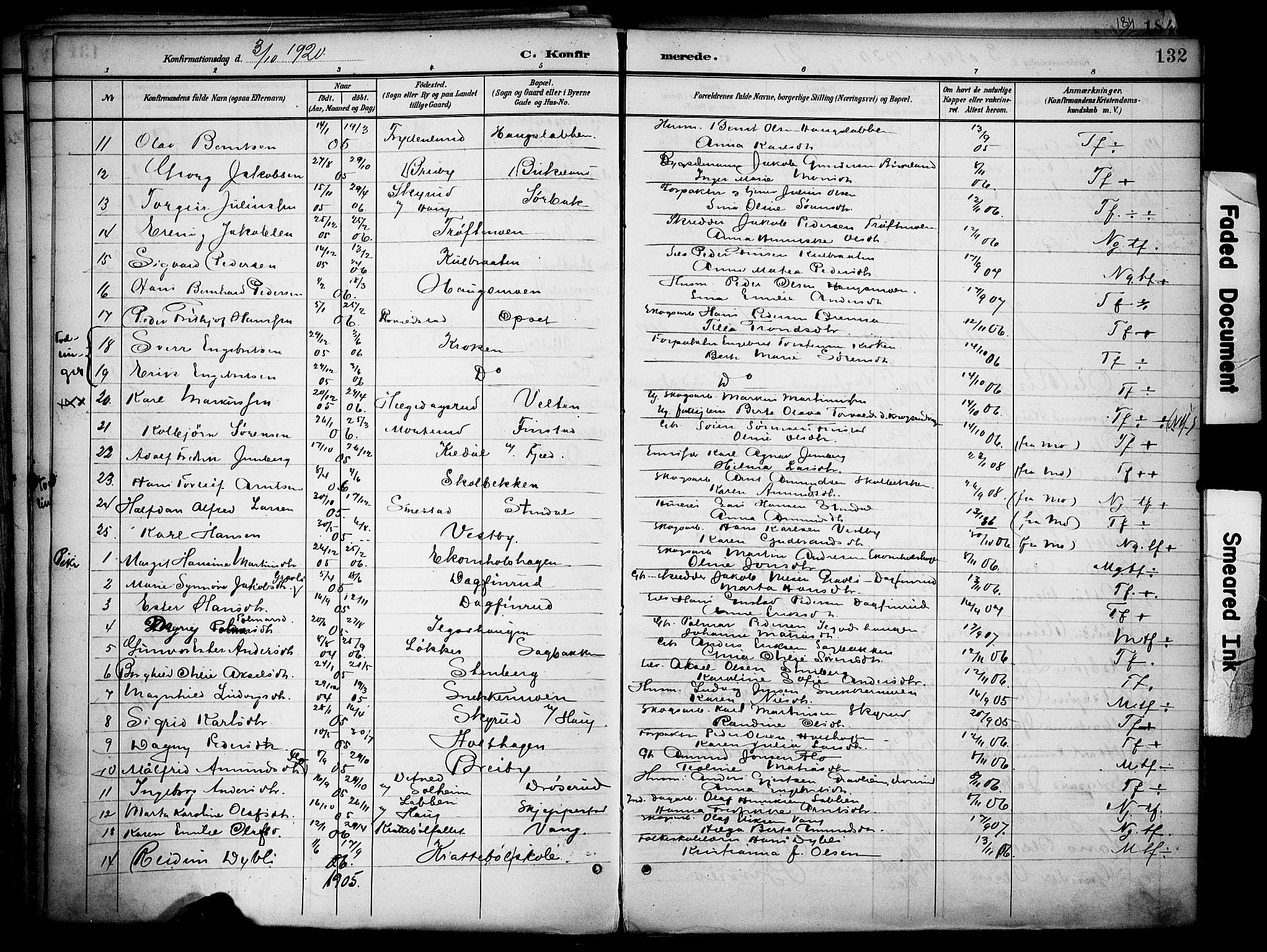 Nord-Odal prestekontor, AV/SAH-PREST-032/H/Ha/Haa/L0007: Parish register (official) no. 7, 1902-1926, p. 132