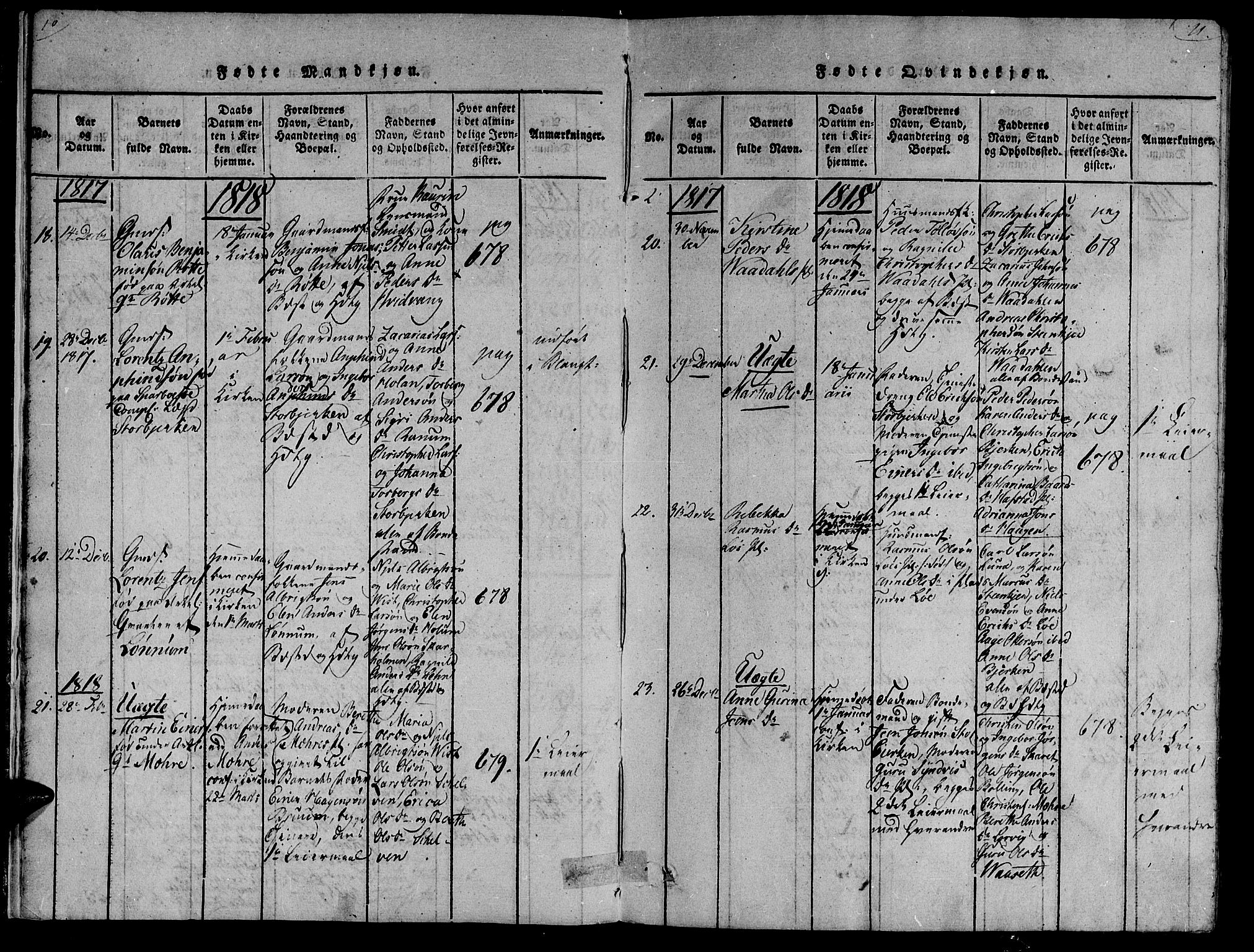 Ministerialprotokoller, klokkerbøker og fødselsregistre - Nord-Trøndelag, SAT/A-1458/735/L0333: Parish register (official) no. 735A04 /1, 1816-1824, p. 10-11