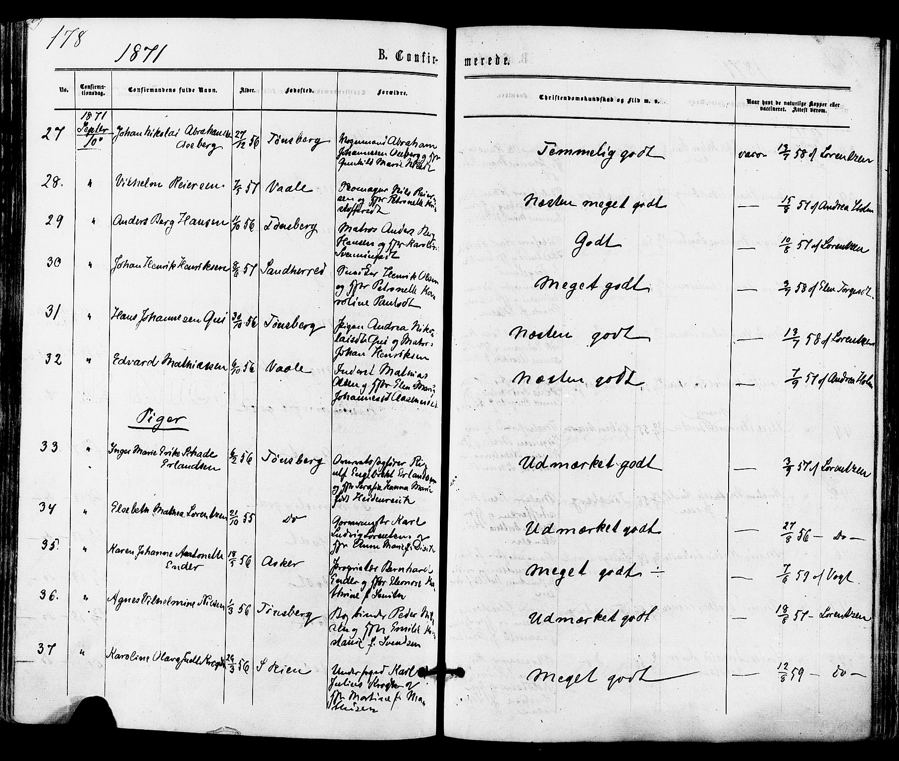 Tønsberg kirkebøker, SAKO/A-330/F/Fa/L0009: Parish register (official) no. I 9, 1865-1873, p. 178