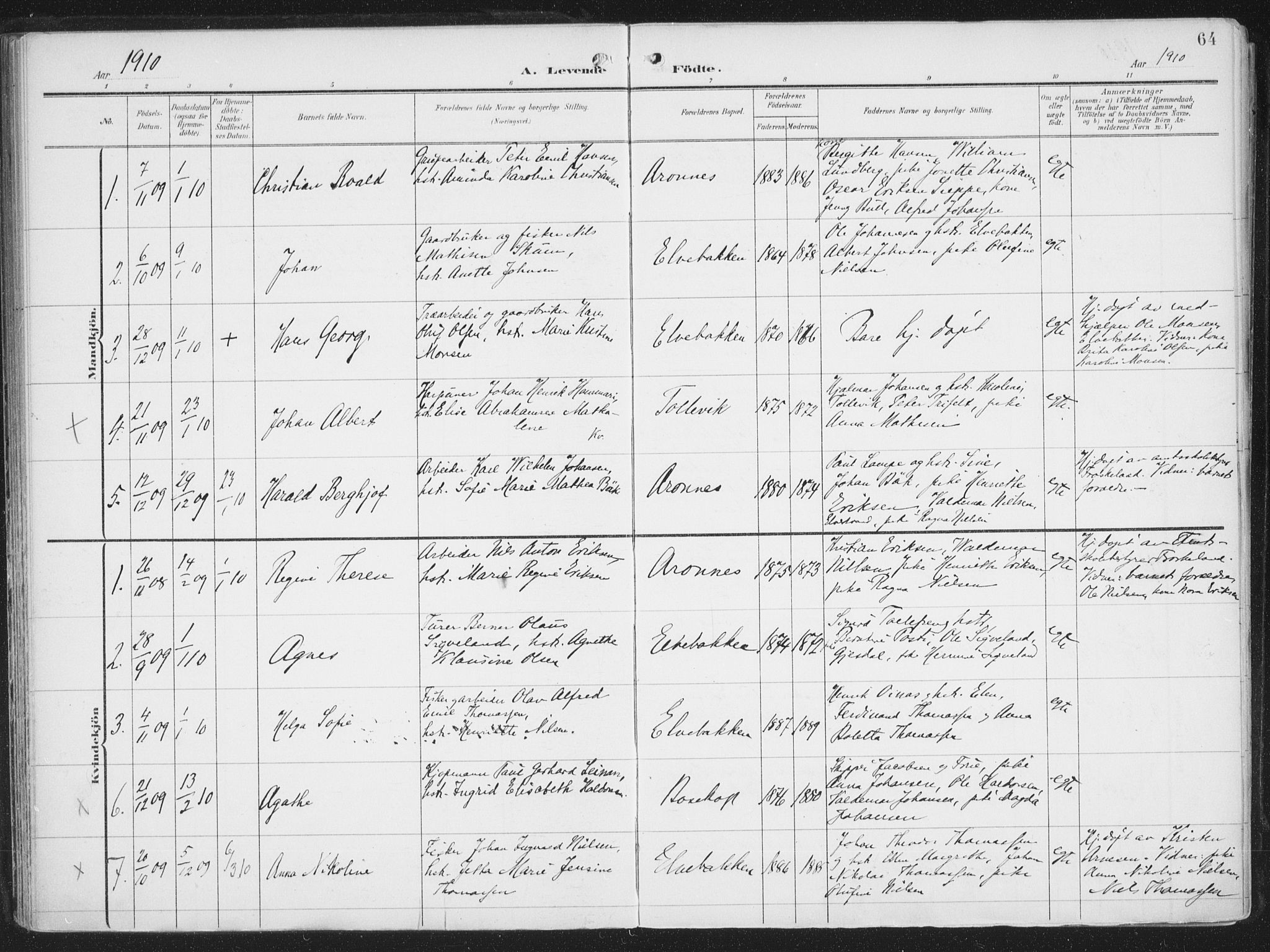Alta sokneprestkontor, SATØ/S-1338/H/Ha/L0005.kirke: Parish register (official) no. 5, 1904-1918, p. 64
