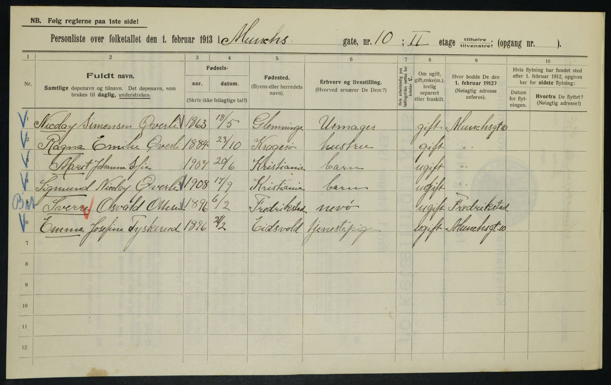 OBA, Municipal Census 1913 for Kristiania, 1913, p. 66623