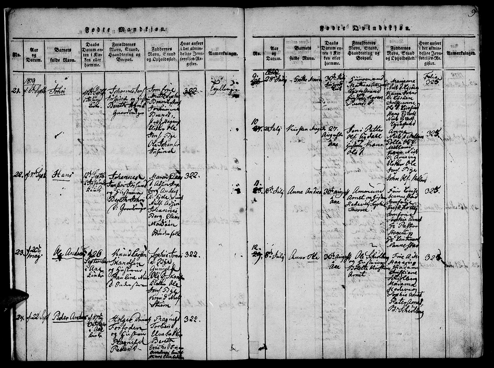 Ministerialprotokoller, klokkerbøker og fødselsregistre - Sør-Trøndelag, SAT/A-1456/655/L0675: Parish register (official) no. 655A04, 1818-1830, p. 9
