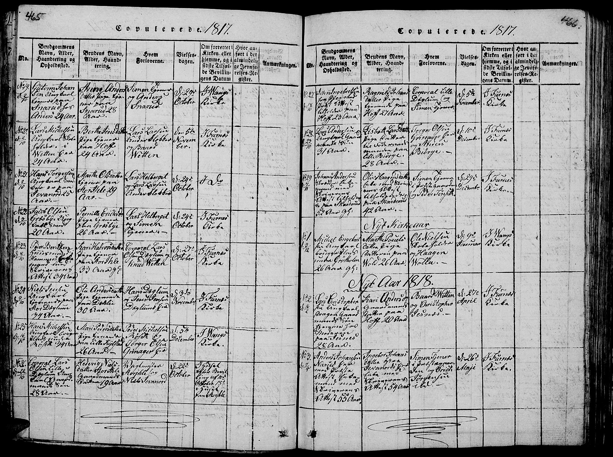 Vang prestekontor, Hedmark, AV/SAH-PREST-008/H/Ha/Hab/L0005: Parish register (copy) no. 5, 1815-1836, p. 465-466