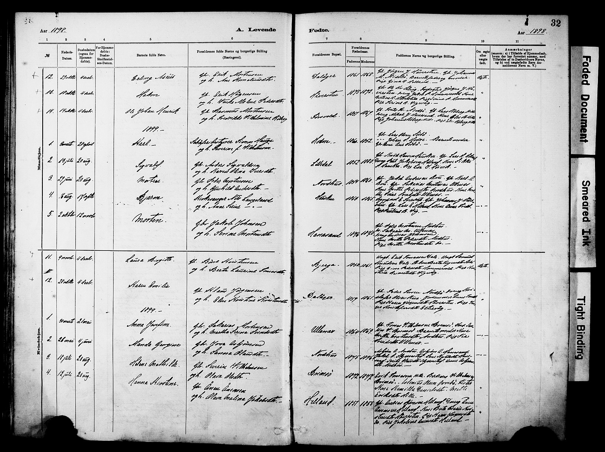 Rennesøy sokneprestkontor, AV/SAST-A -101827/H/Ha/Haa/L0012: Parish register (official) no. A 13, 1885-1917, p. 32