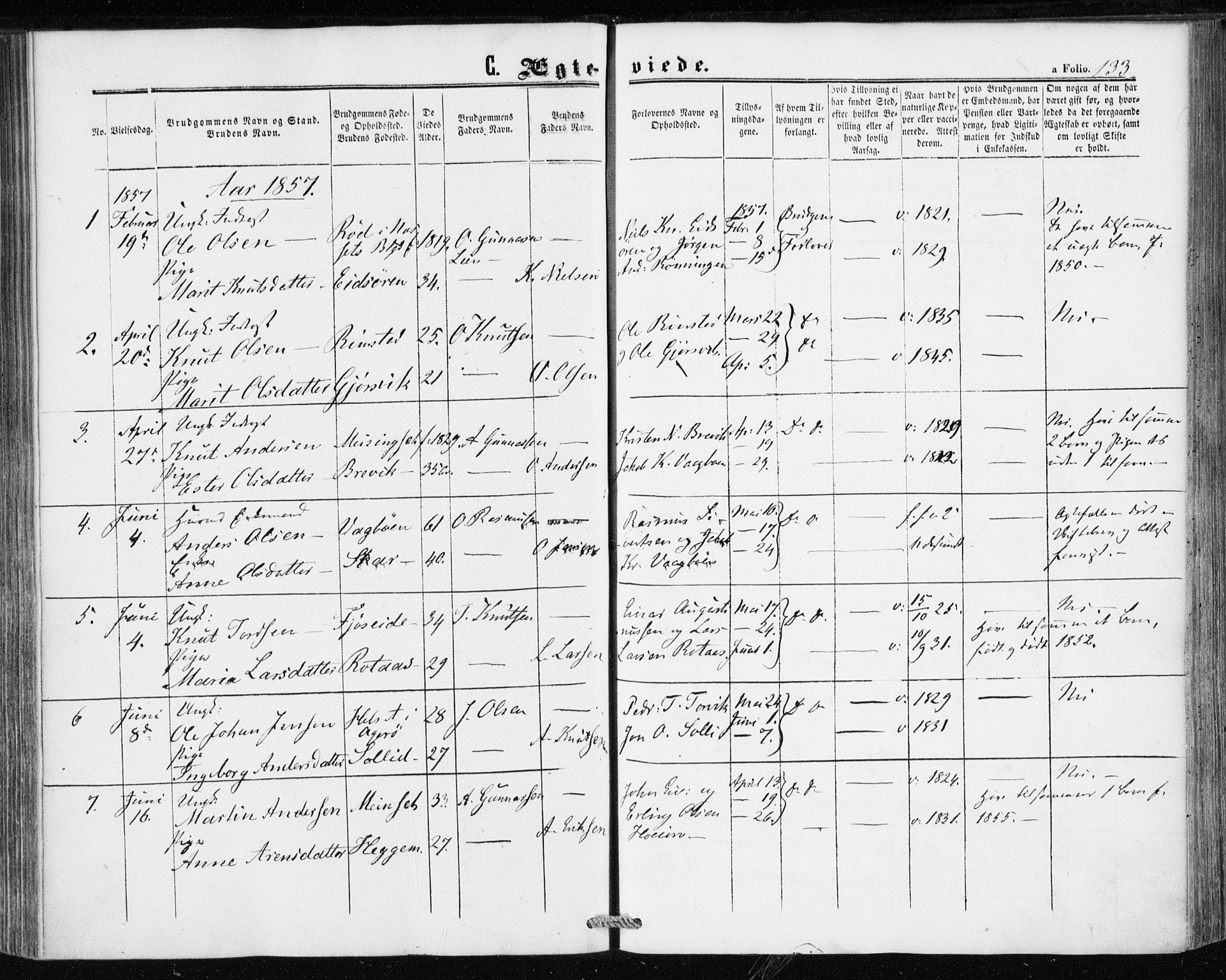 Ministerialprotokoller, klokkerbøker og fødselsregistre - Møre og Romsdal, AV/SAT-A-1454/586/L0985: Parish register (official) no. 586A11, 1857-1866, p. 133
