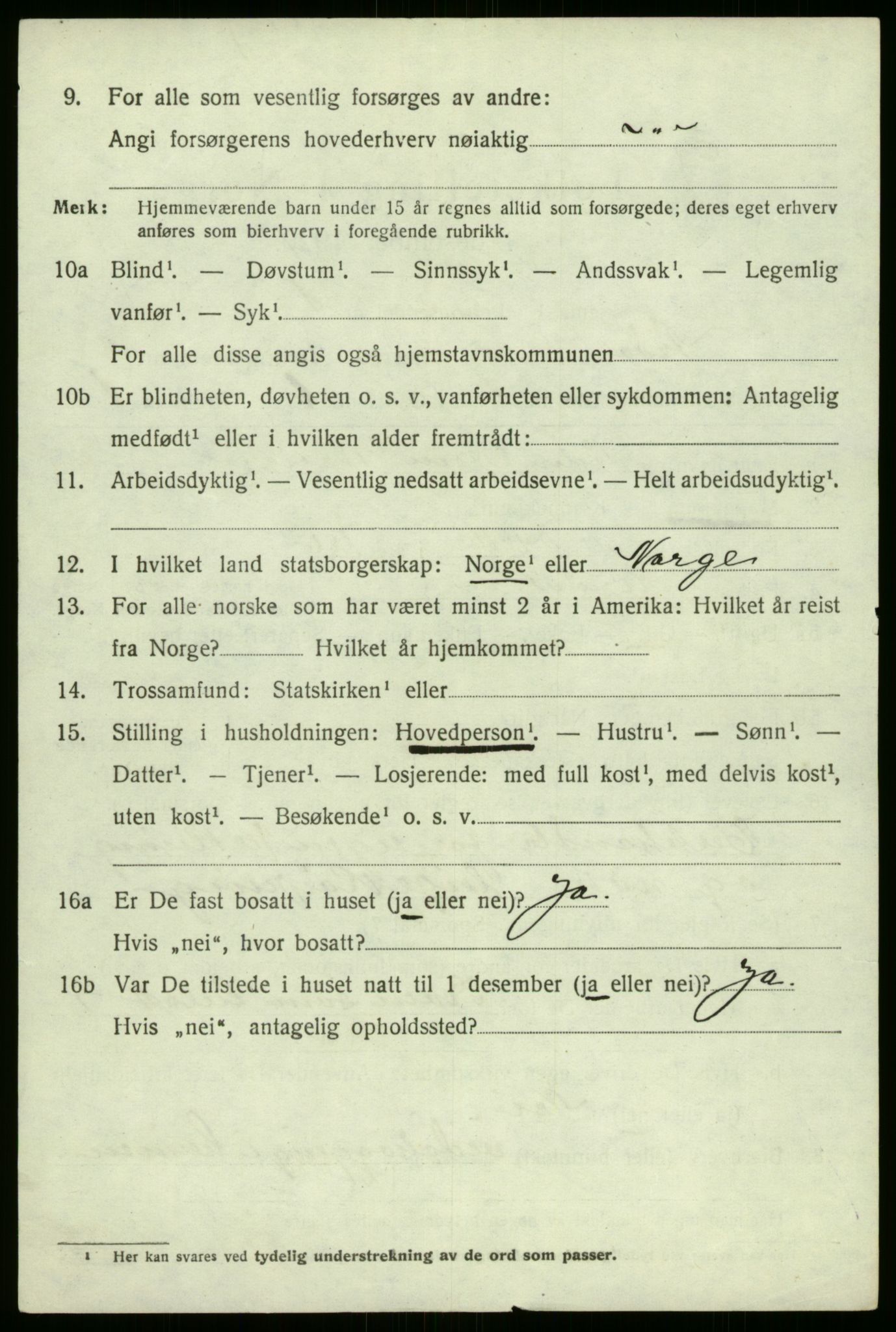 SAB, 1920 census for Årdal, 1920, p. 866