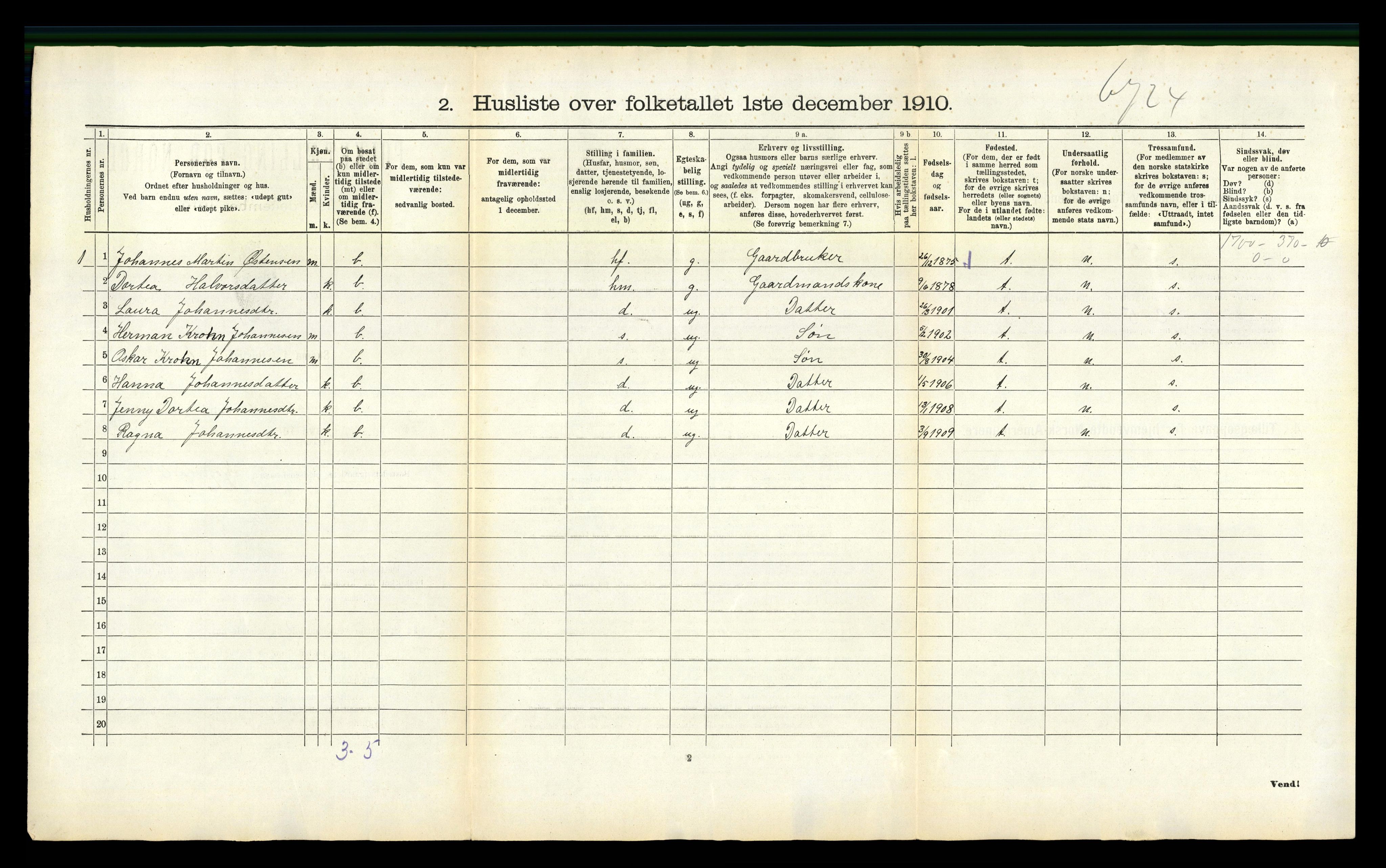 RA, 1910 census for Hyllestad, 1910, p. 60