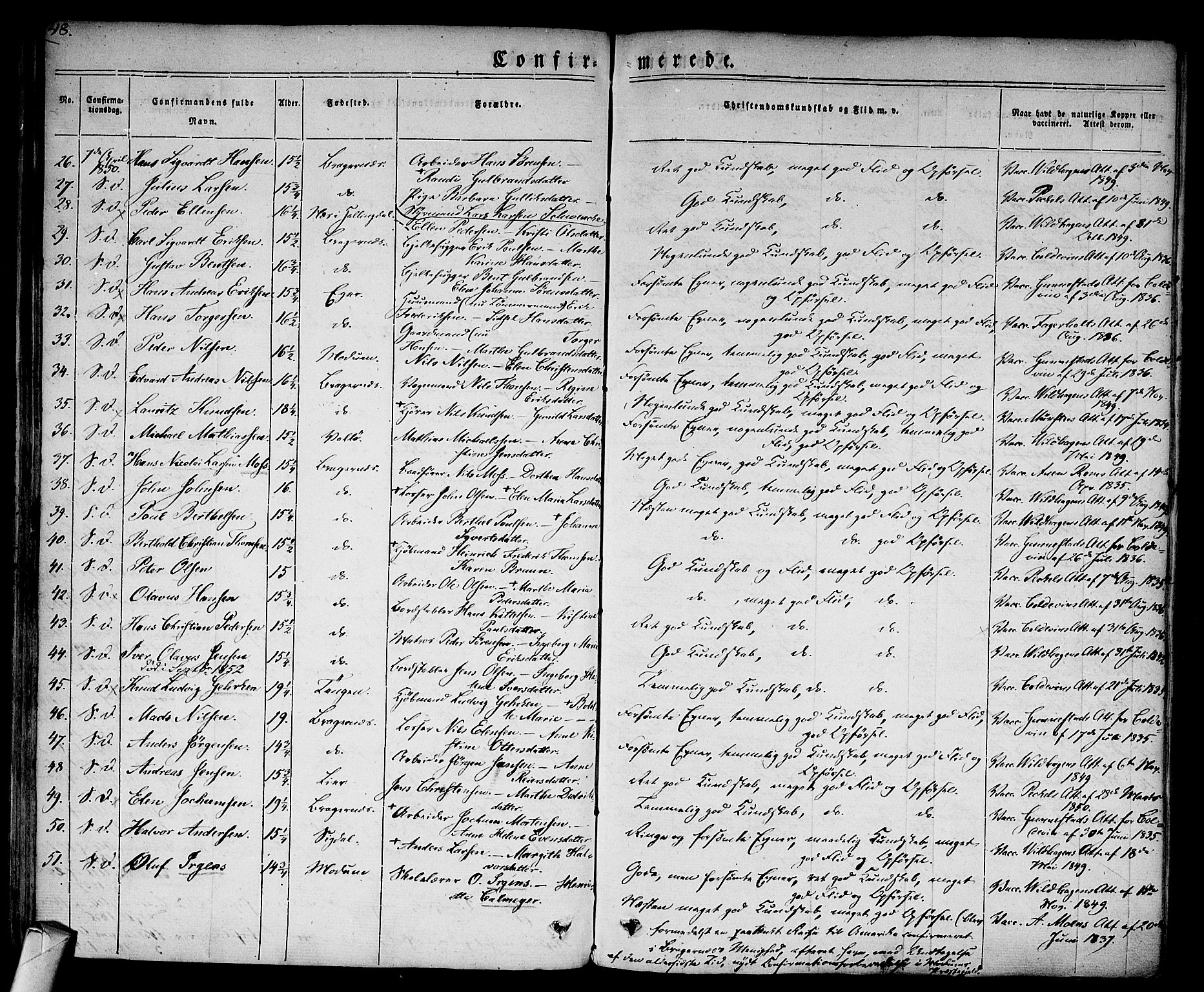 Bragernes kirkebøker, AV/SAKO-A-6/F/Fc/L0001: Parish register (official) no. III 1, 1830-1853, p. 48