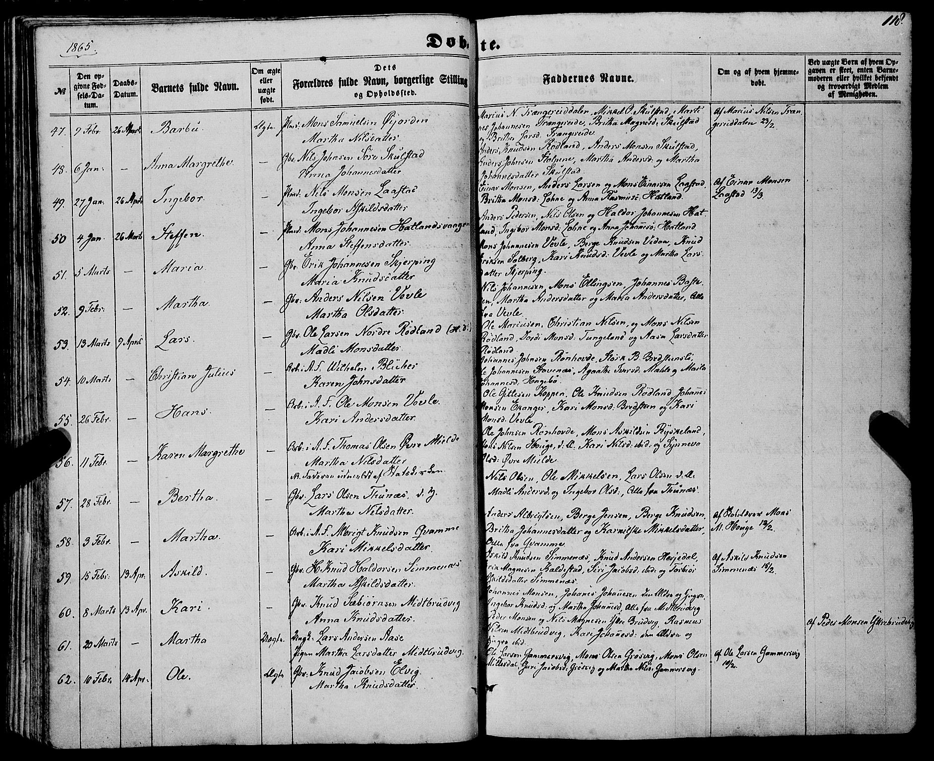 Haus sokneprestembete, AV/SAB-A-75601/H/Haa: Parish register (official) no. A 17, 1858-1870, p. 118