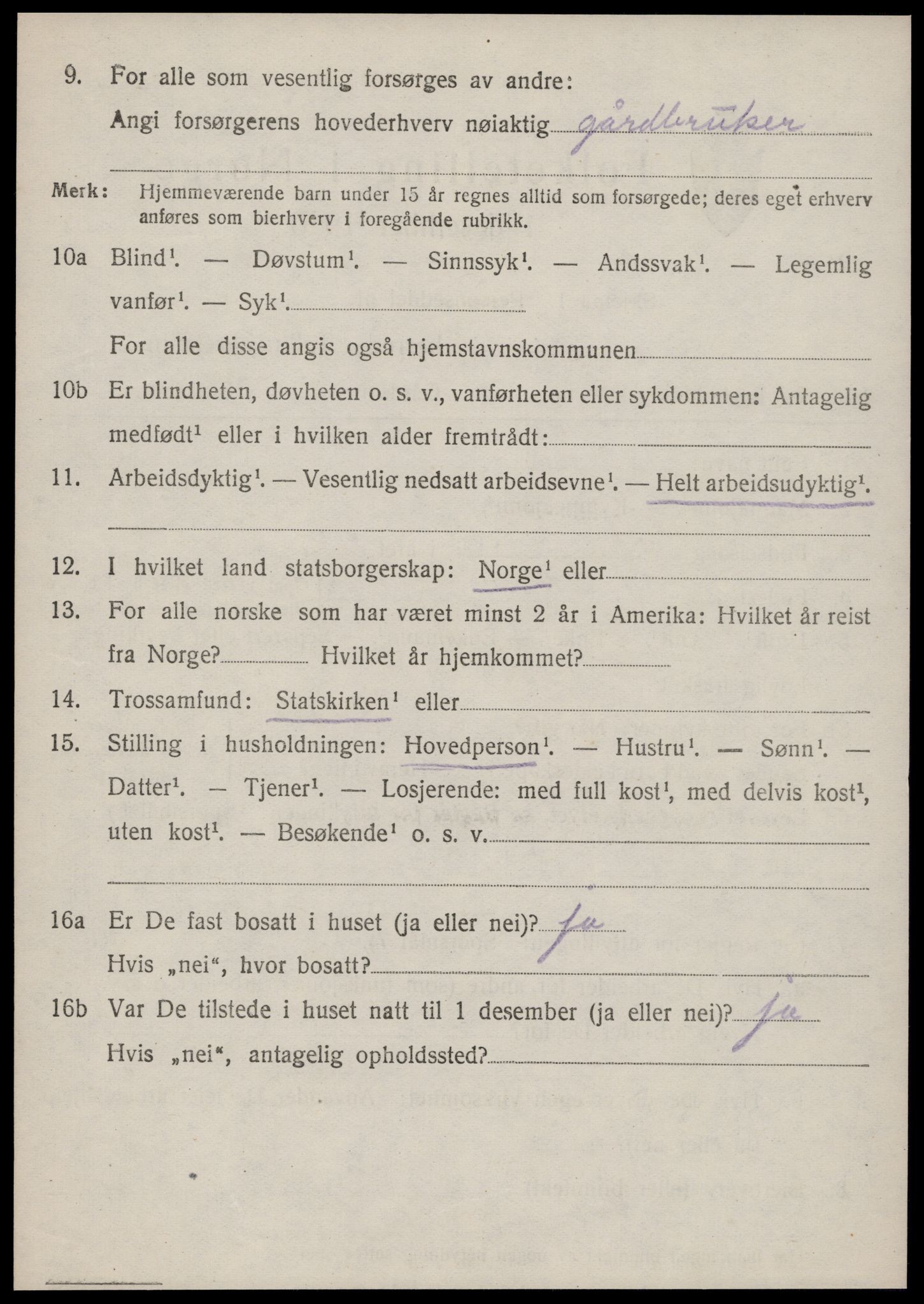 SAT, 1920 census for Borgund, 1920, p. 19005