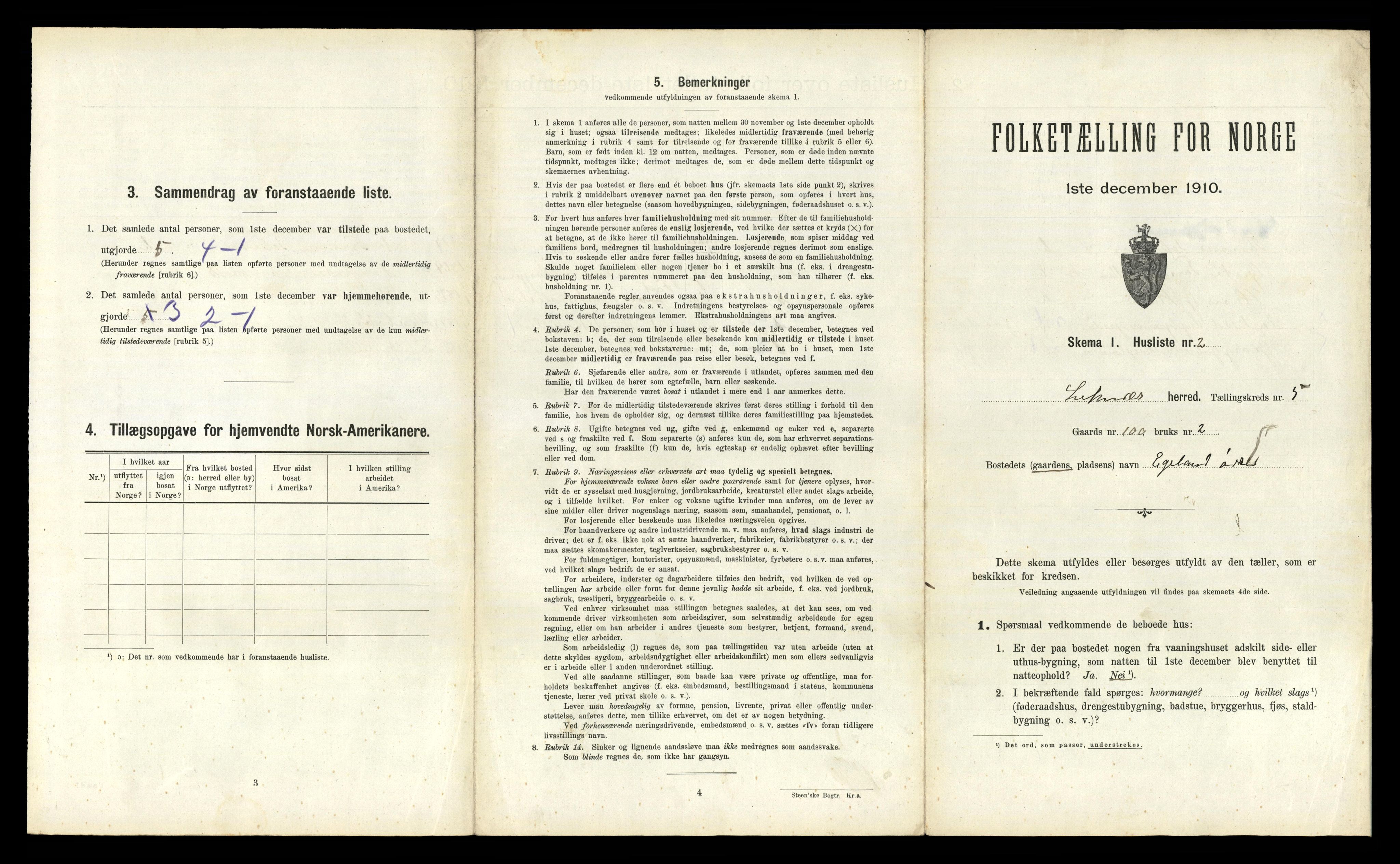 RA, 1910 census for Liknes, 1910, p. 698