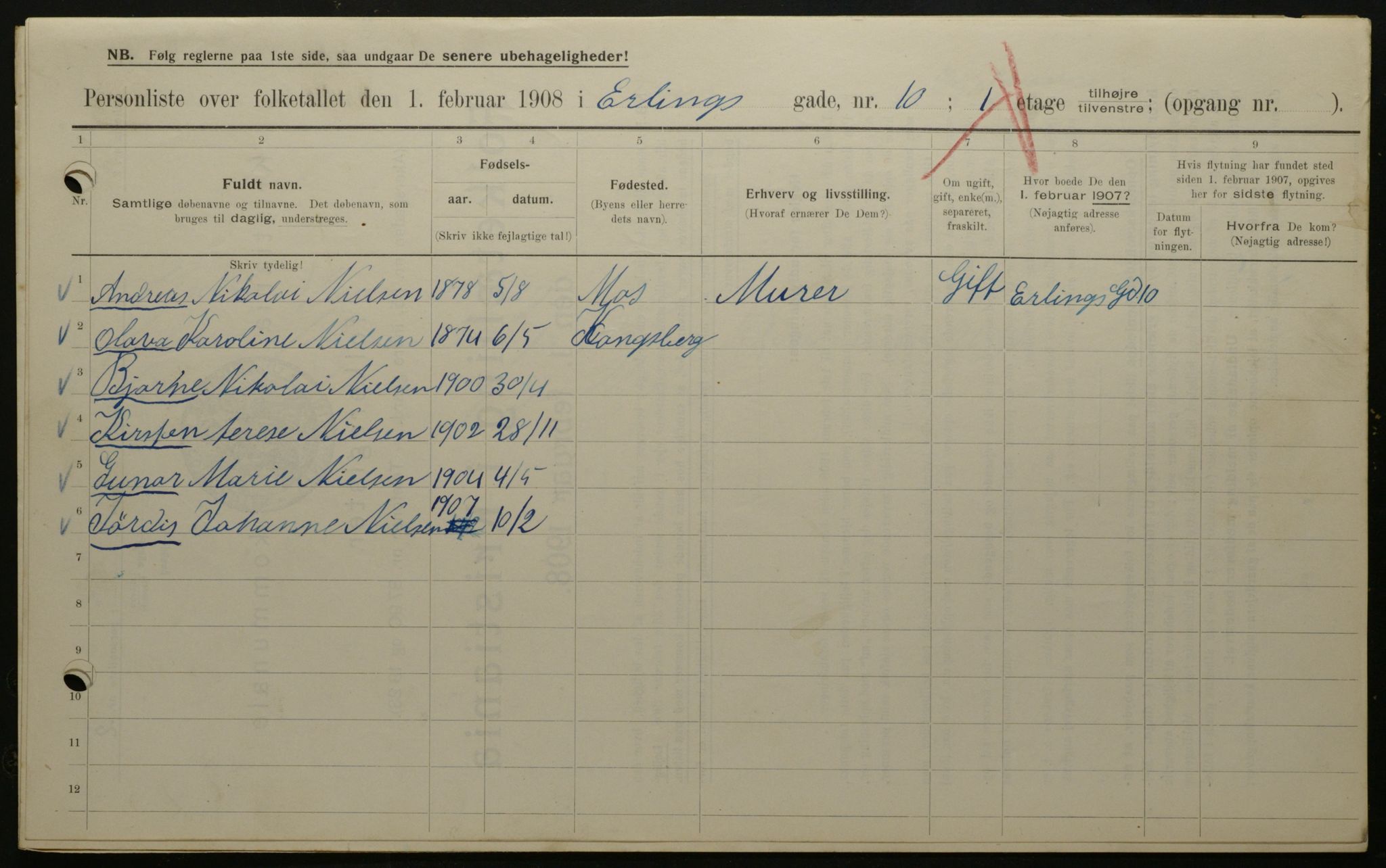 OBA, Municipal Census 1908 for Kristiania, 1908, p. 20042