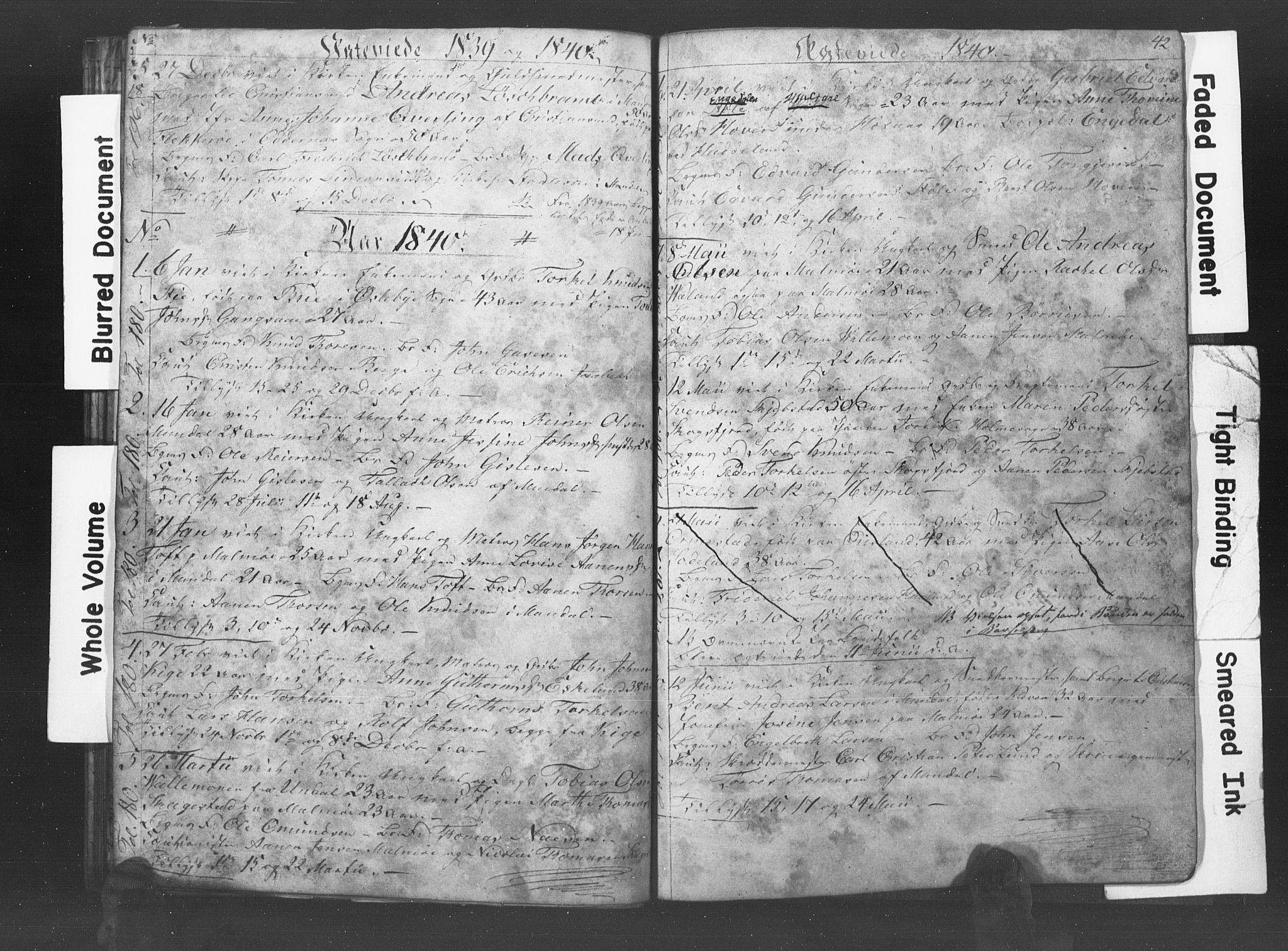 Mandal sokneprestkontor, SAK/1111-0030/F/Fb/Fba/L0004: Parish register (copy) no. B 1D, 1838-1841, p. 42
