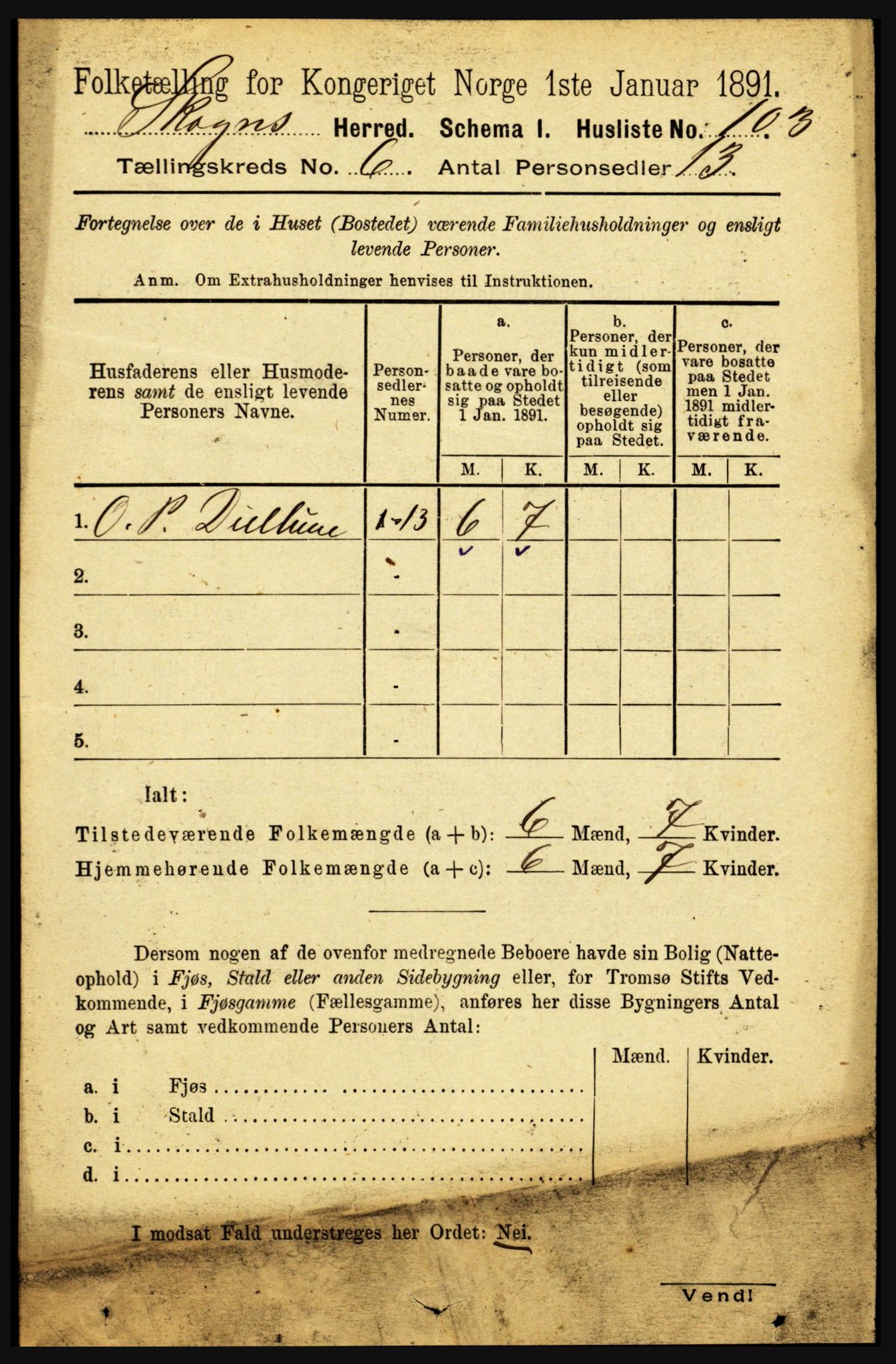 RA, 1891 census for 1719 Skogn, 1891, p. 3451