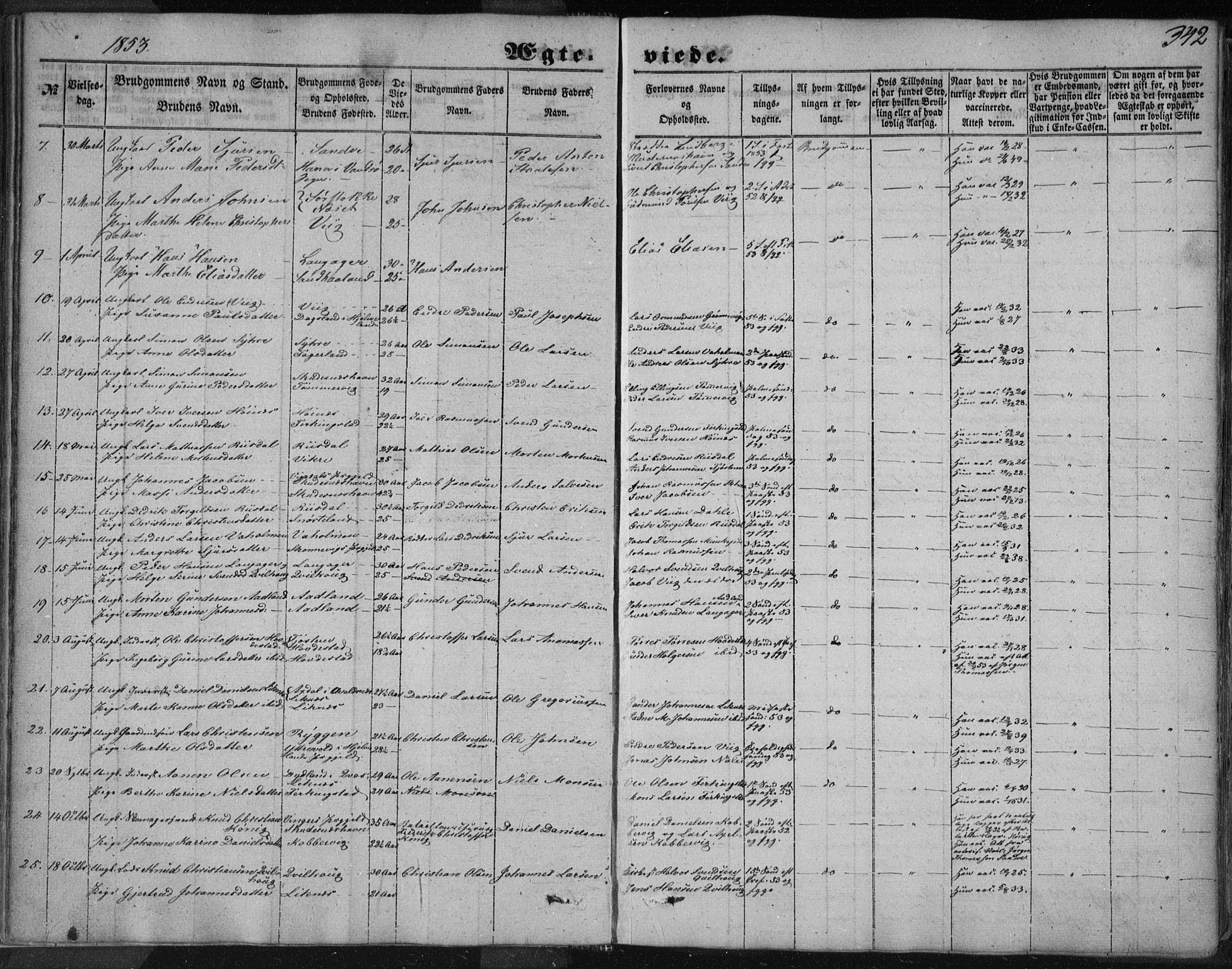 Skudenes sokneprestkontor, SAST/A -101849/H/Ha/Haa/L0005: Parish register (official) no. A 3.2, 1847-1863, p. 342