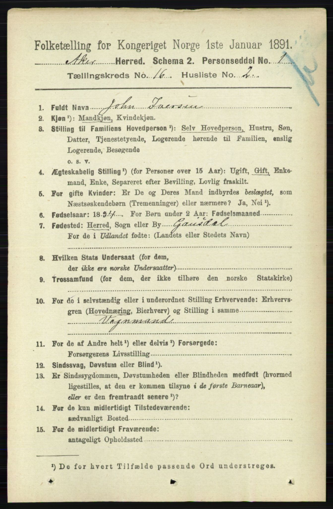 RA, 1891 census for 0218 Aker, 1891, p. 14044