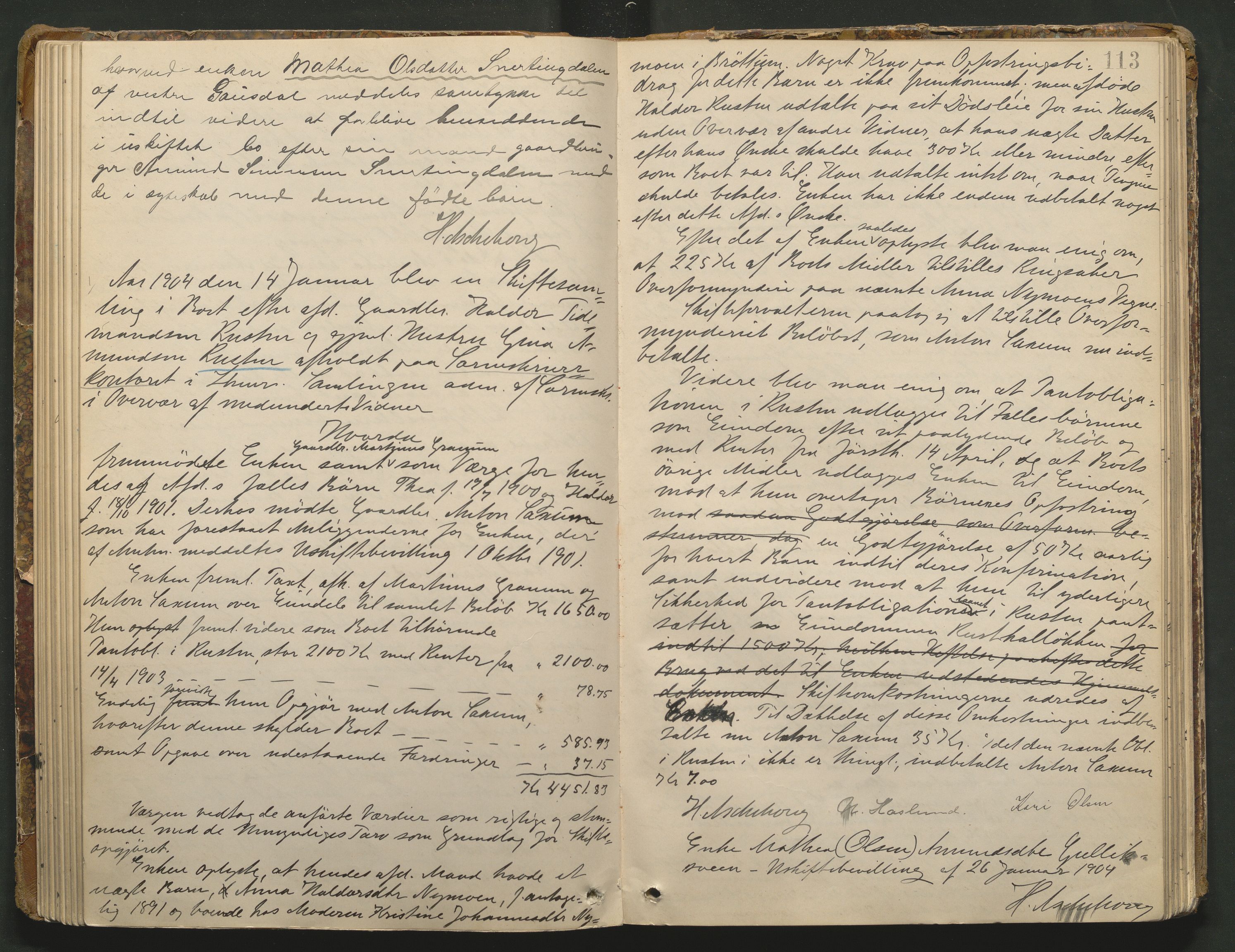 Sør-Gudbrandsdal tingrett, AV/SAH-TING-004/J/Ja/Jad/L0001: Skifteforhandlingsprotokoll - Fåberg og Gausdal, 1899-1911, p. 112b-113a