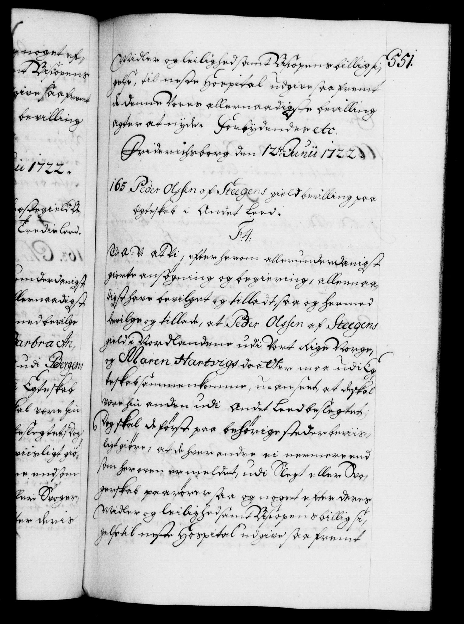 Danske Kanselli 1572-1799, RA/EA-3023/F/Fc/Fca/Fcaa/L0023: Norske registre, 1720-1722, p. 551a