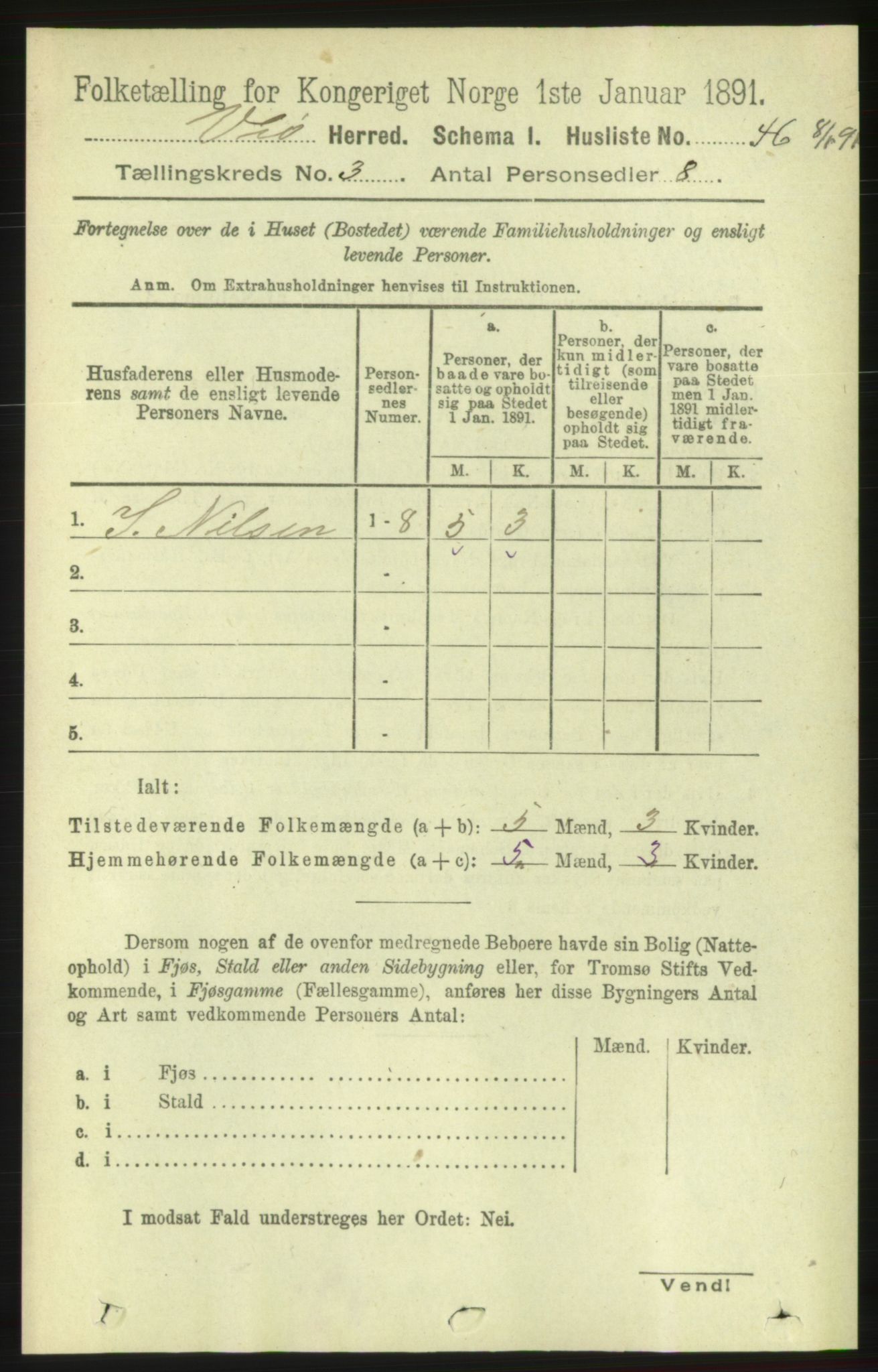 RA, 1891 census for 1541 Veøy, 1891, p. 1406