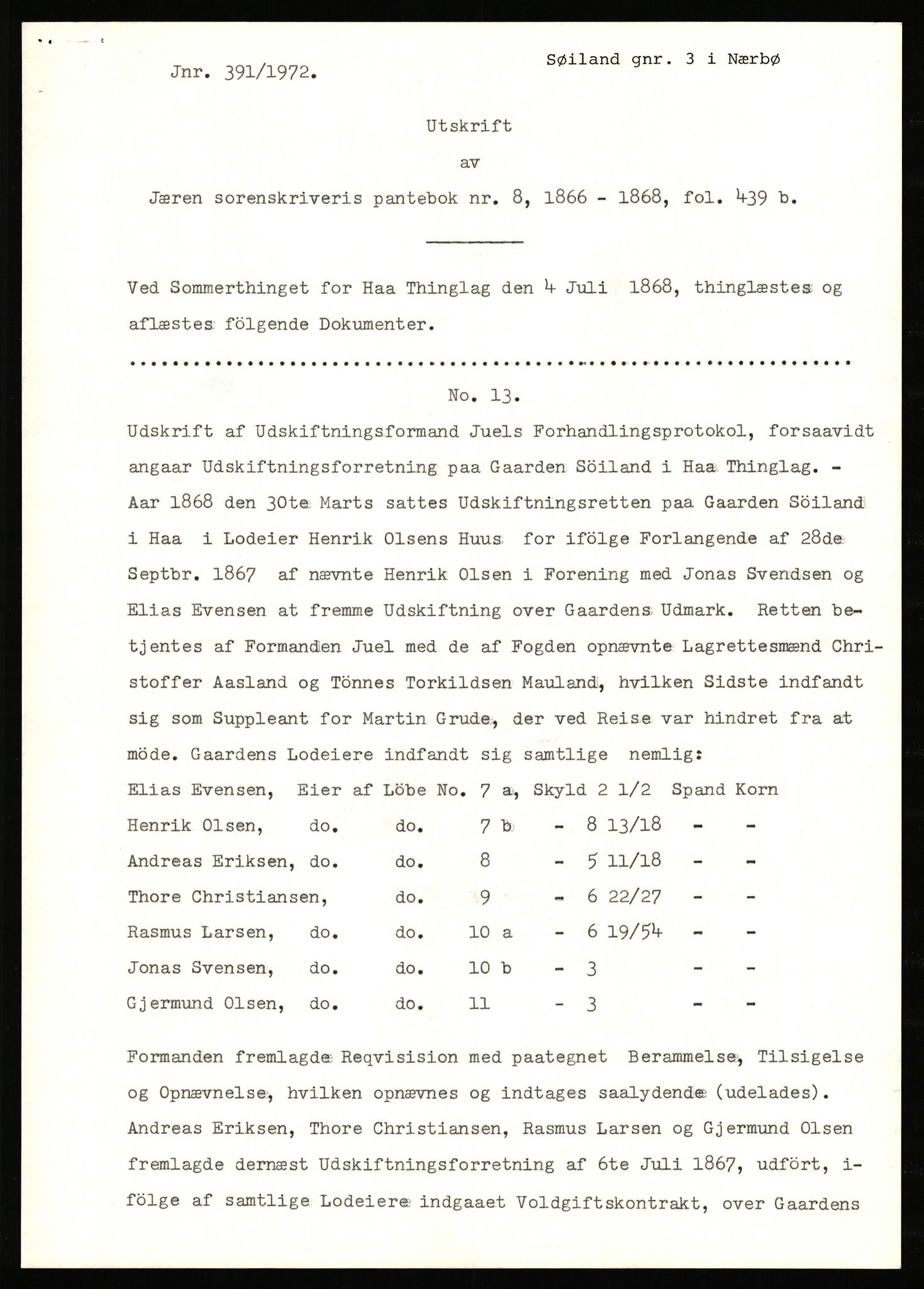 Statsarkivet i Stavanger, AV/SAST-A-101971/03/Y/Yj/L0084: Avskrifter sortert etter gårdsnavn: Søiland - Sørhaug, 1750-1930, p. 25