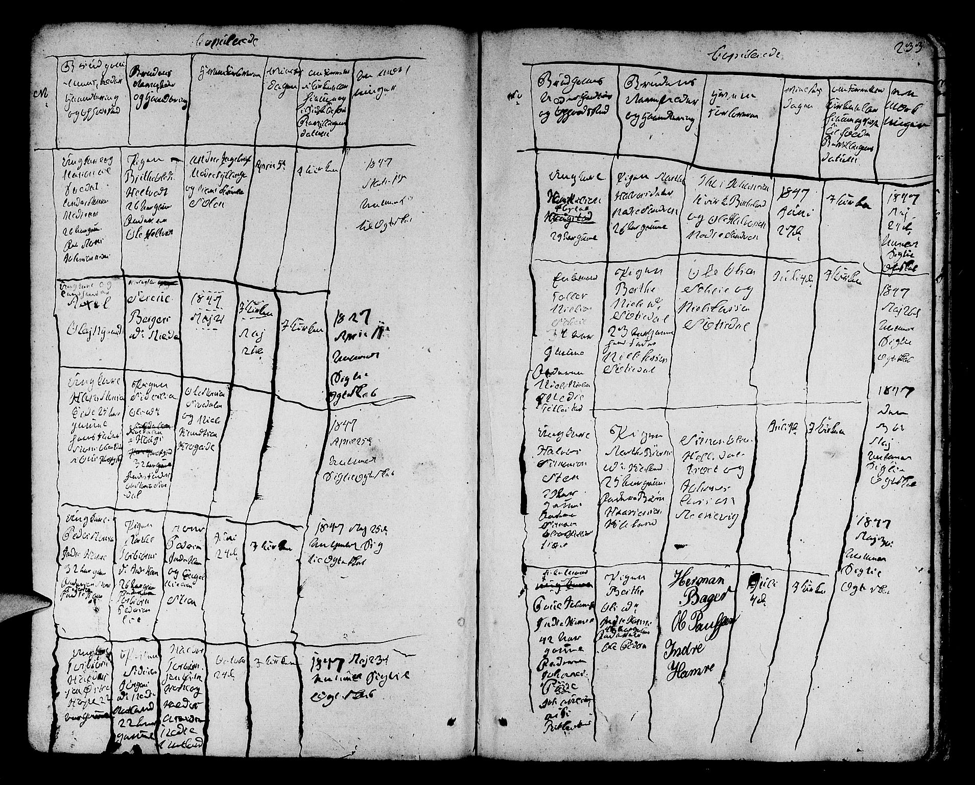 Fana Sokneprestembete, SAB/A-75101/H/Hab/Habb/L0001: Parish register (copy) no. B 1, 1837-1855, p. 233