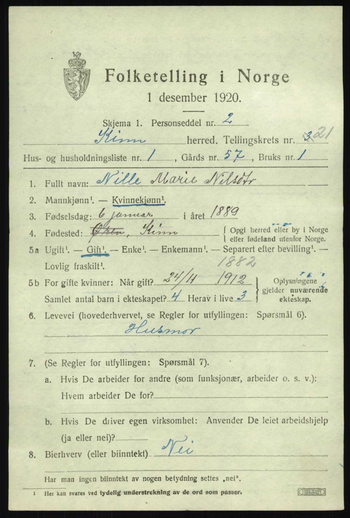 SAB, 1920 census for Kinn, 1920, p. 7733