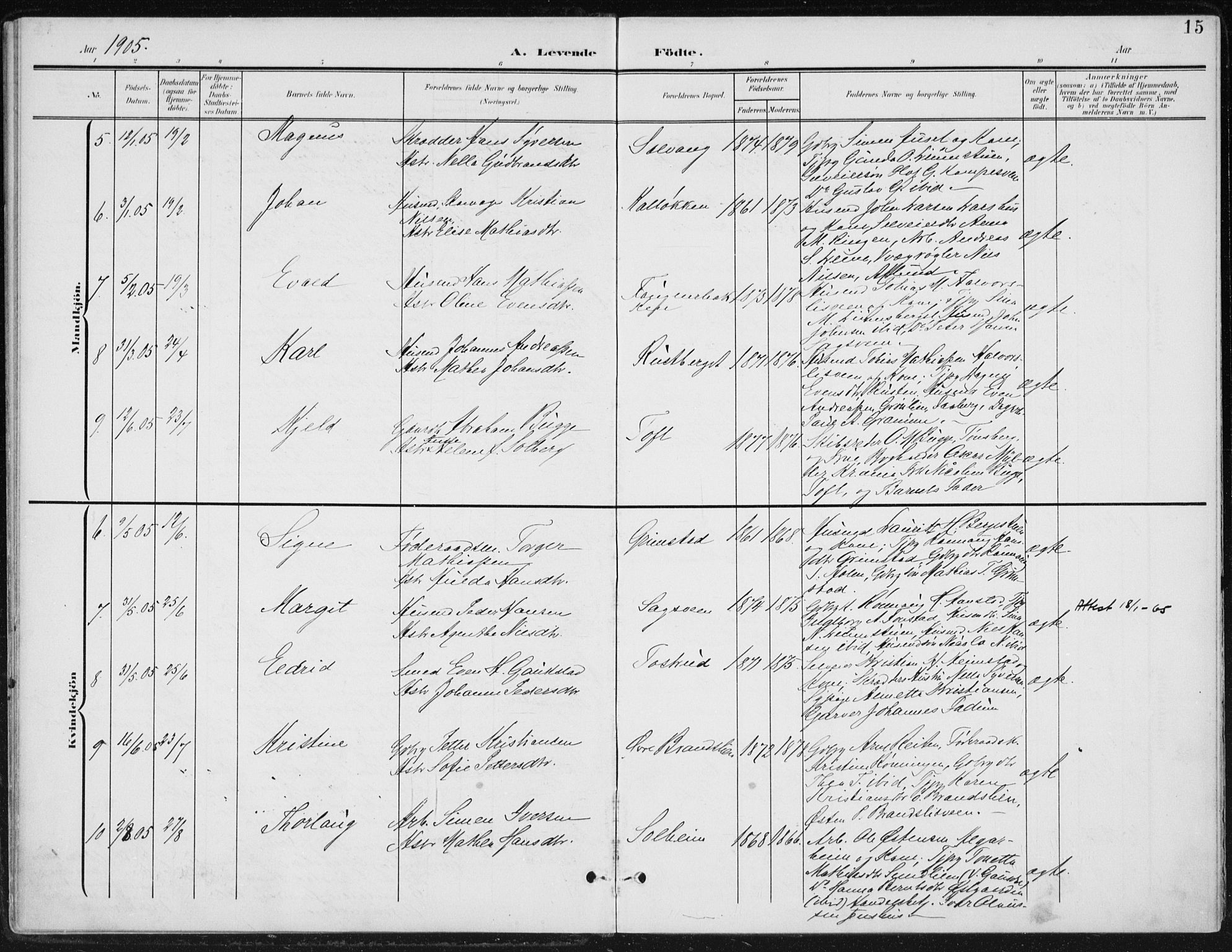 Østre Gausdal prestekontor, AV/SAH-PREST-092/H/Ha/Haa/L0005: Parish register (official) no. 5, 1902-1920, p. 15