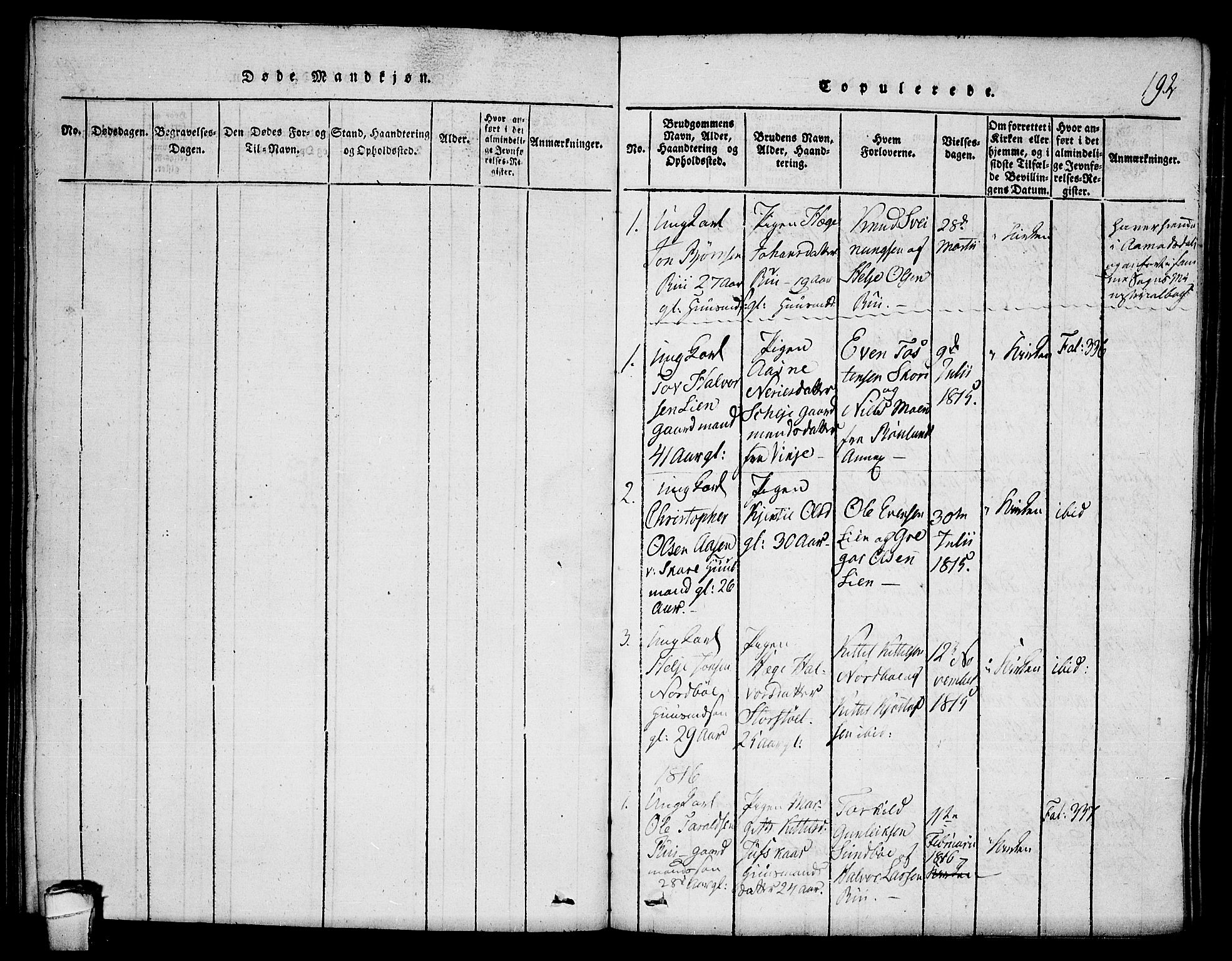 Seljord kirkebøker, SAKO/A-20/F/Fb/L0001: Parish register (official) no. II 1, 1815-1831, p. 192