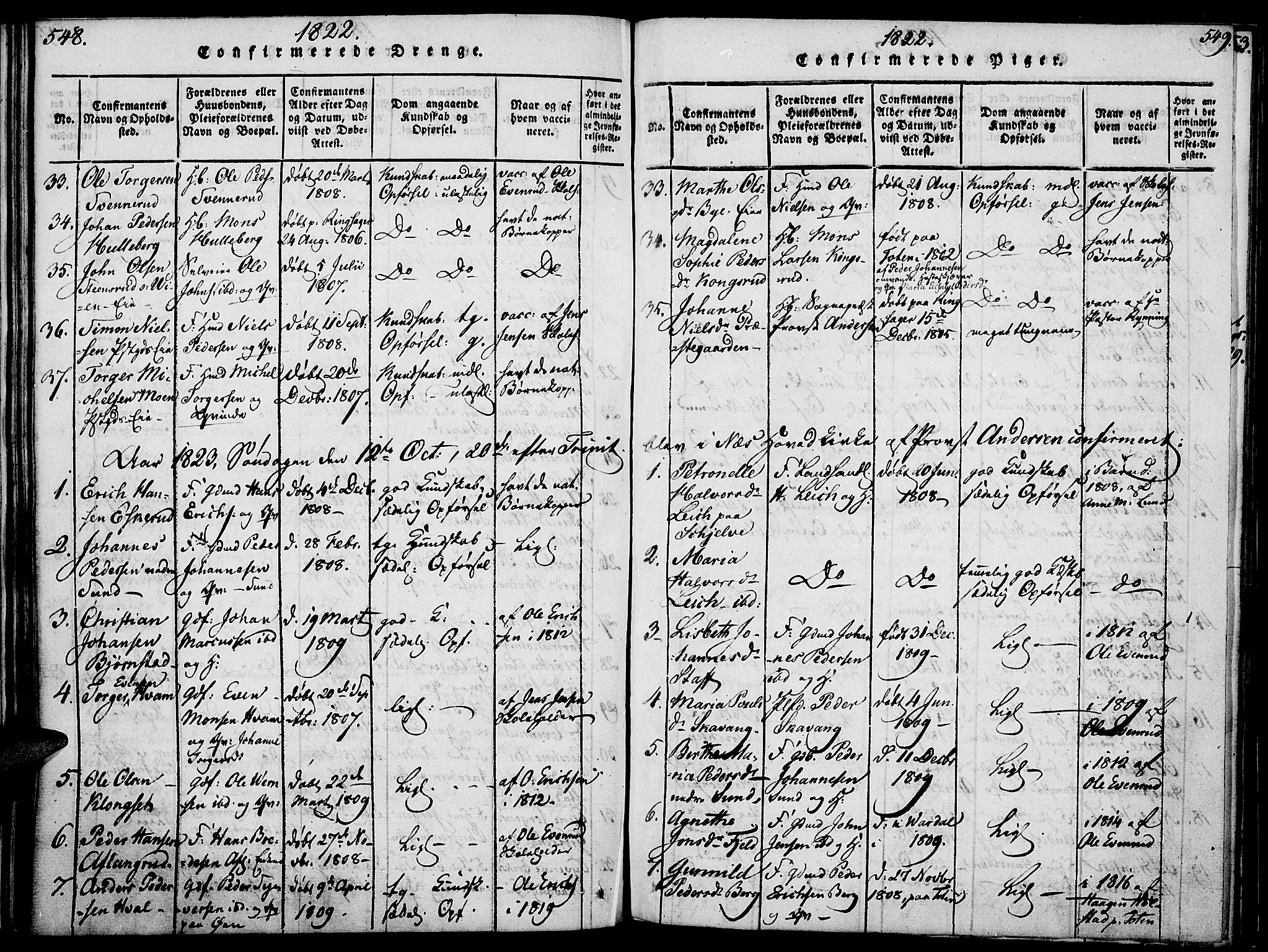 Nes prestekontor, Hedmark, SAH/PREST-020/K/Ka/L0002: Parish register (official) no. 2, 1813-1827, p. 548-549