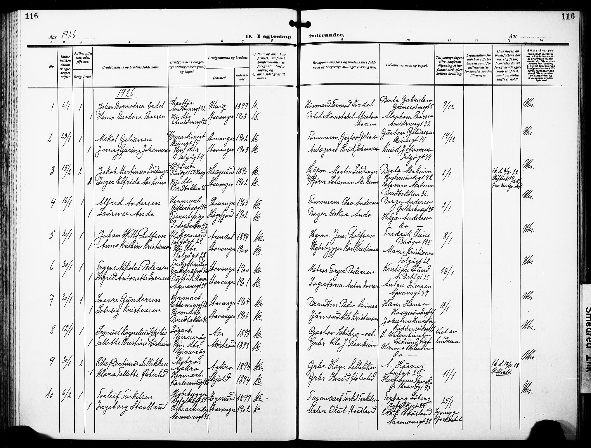 St. Johannes sokneprestkontor, SAST/A-101814/001/30/30BB/L0007: Parish register (copy) no. B 7, 1917-1932, p. 116