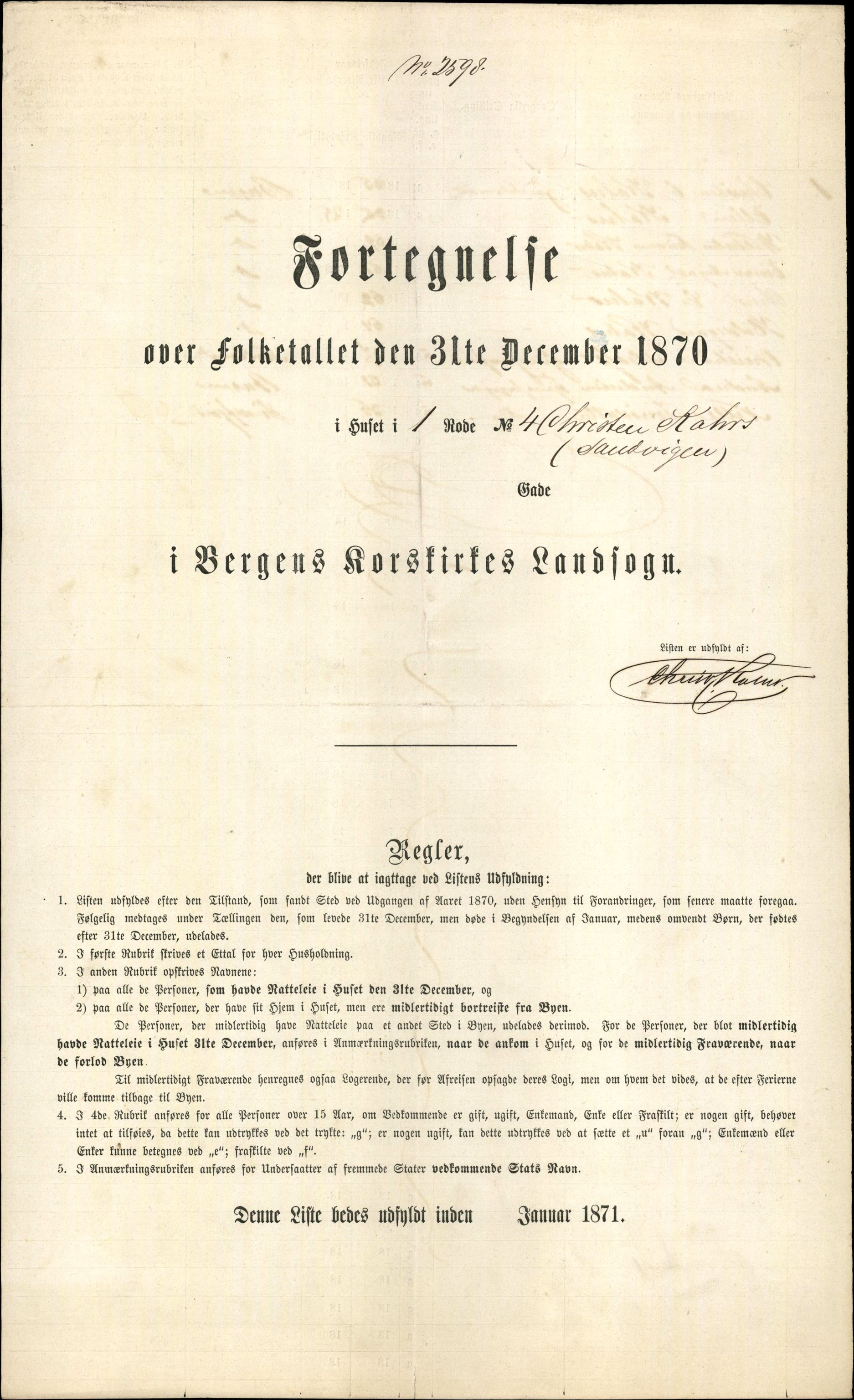 RA, 1870 census for 1301 Bergen, 1870