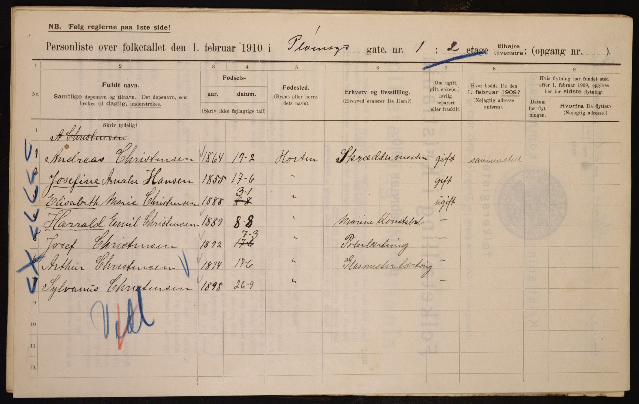 OBA, Municipal Census 1910 for Kristiania, 1910, p. 77618